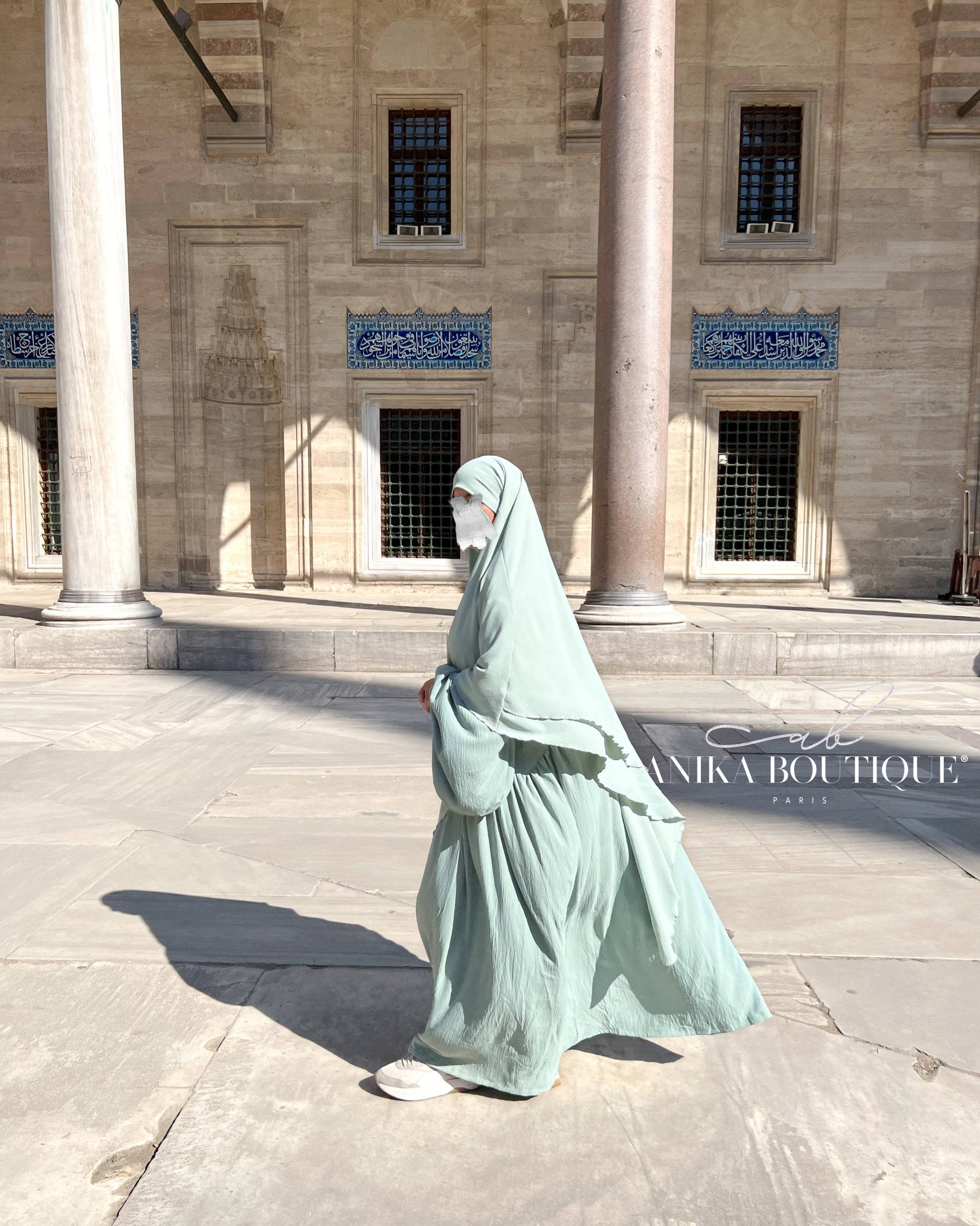 Abaya NOURA manches bouffantes en jazz coupe ample