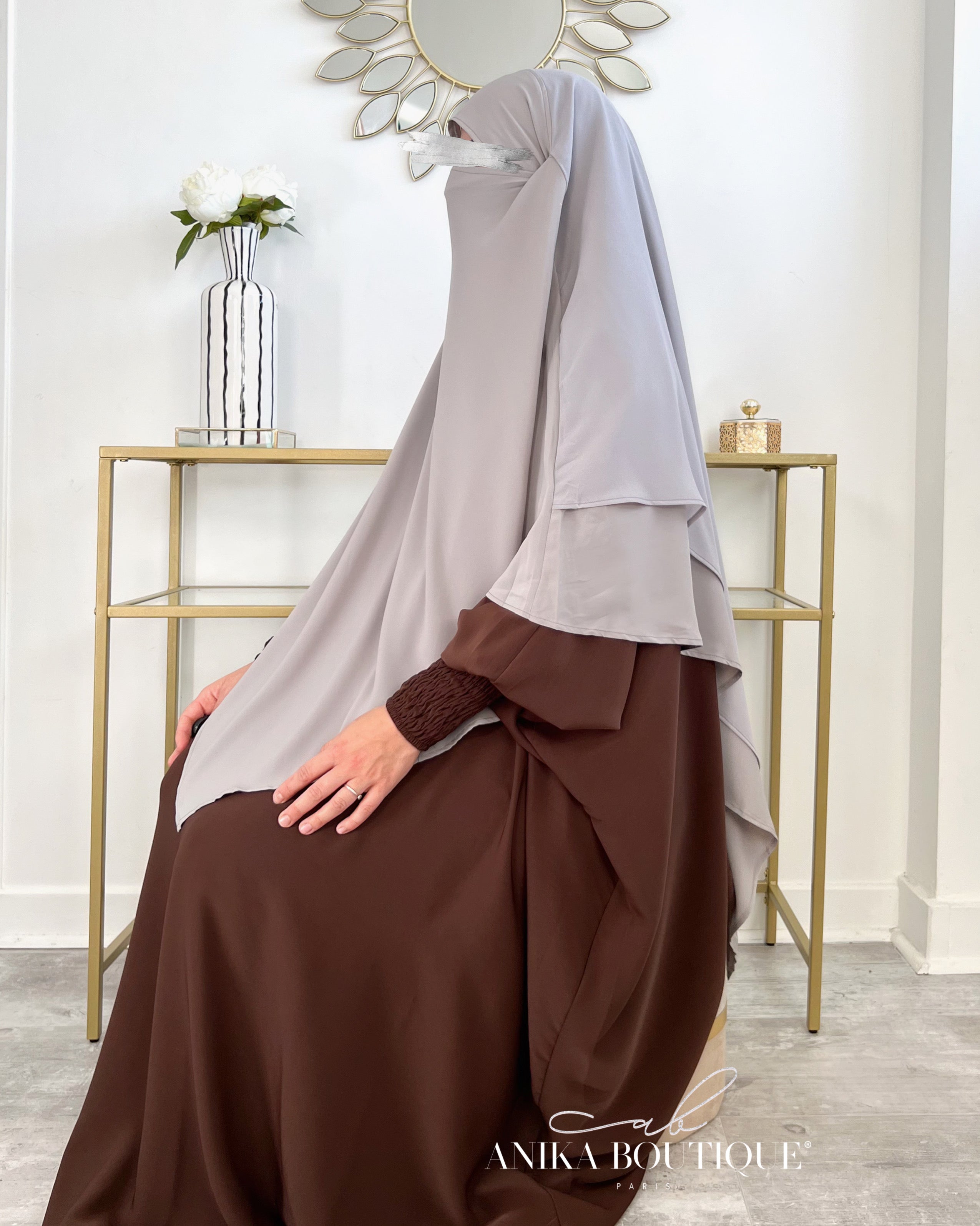 Khimar moyen 2 voiles bi-matière