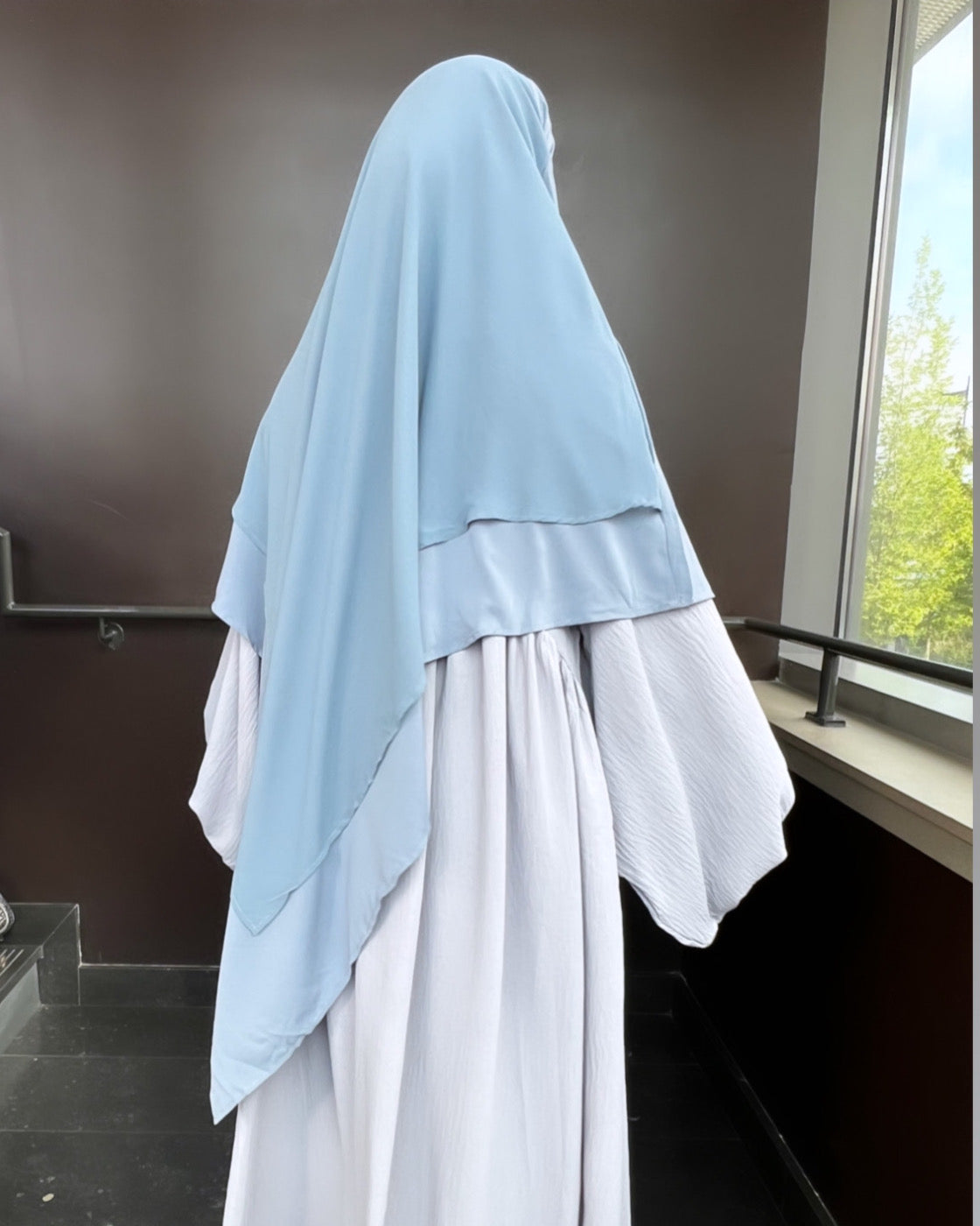 Khimar moyen 2 voiles bi-matière