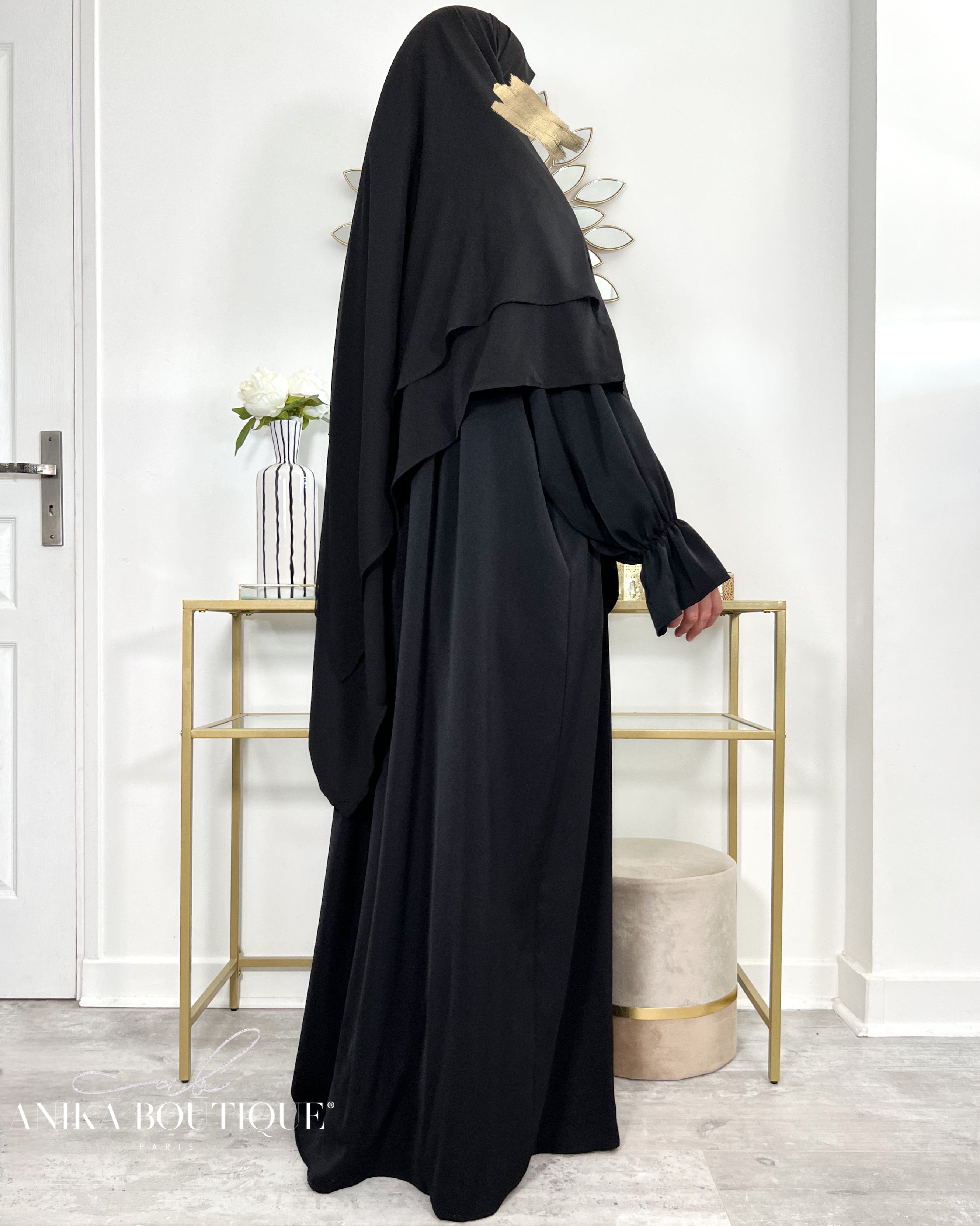 Khimar moyen 2 voiles bi-matière