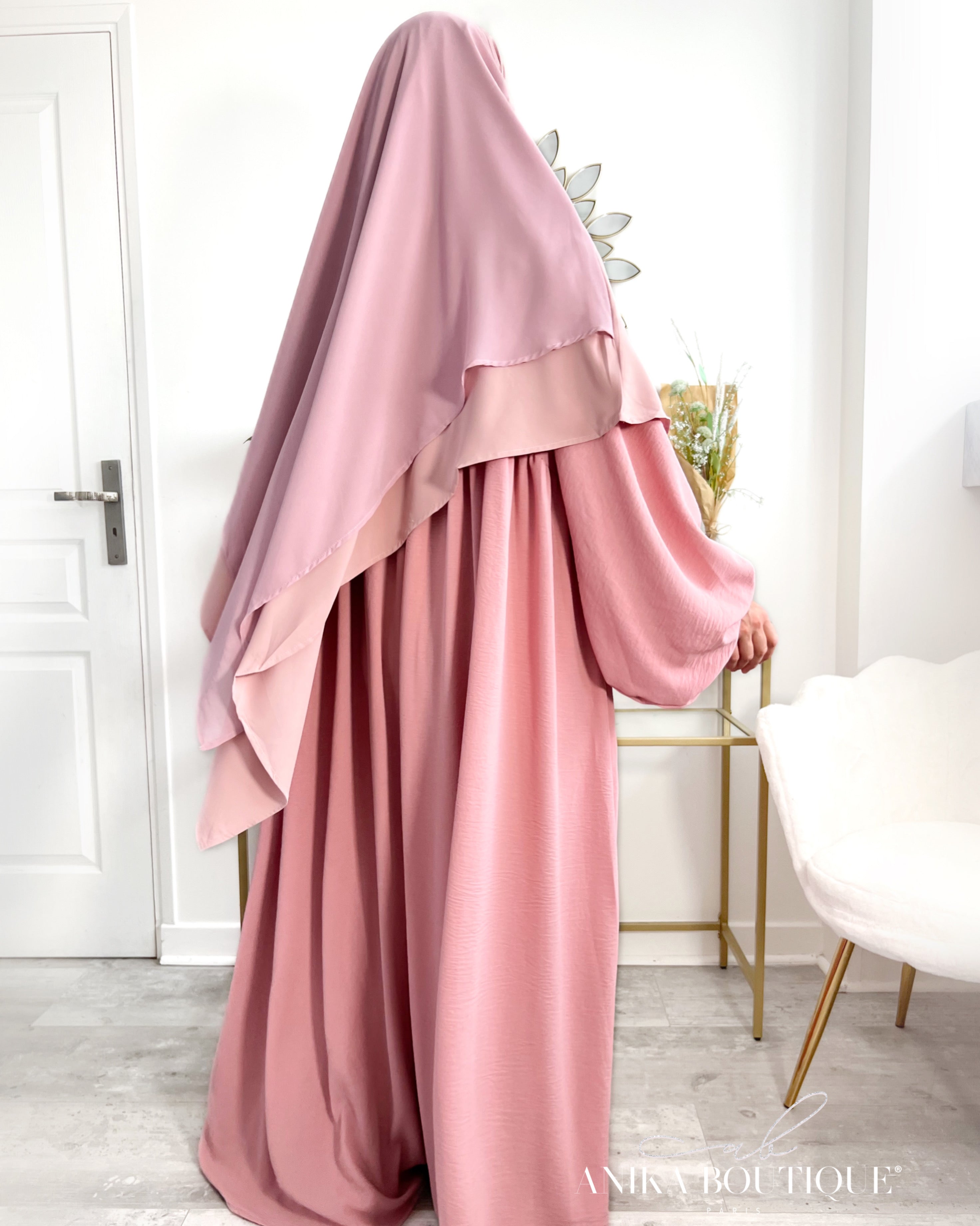 Khimar moyen 2 voiles bi-matière