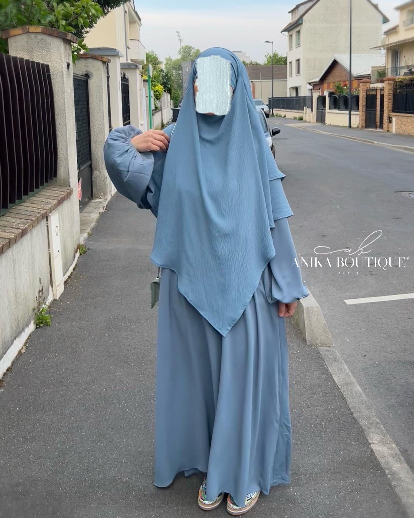 Khimar jazz deux voiles bleu denim