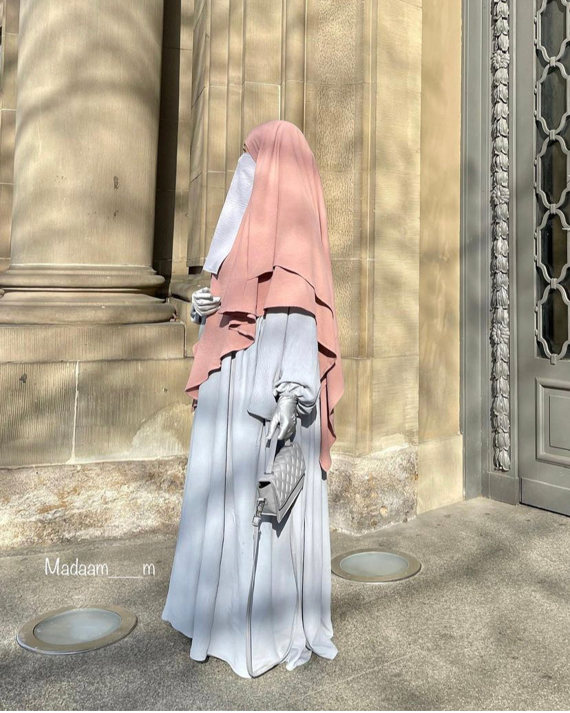 Khimar jazz deux voiles vieux rose