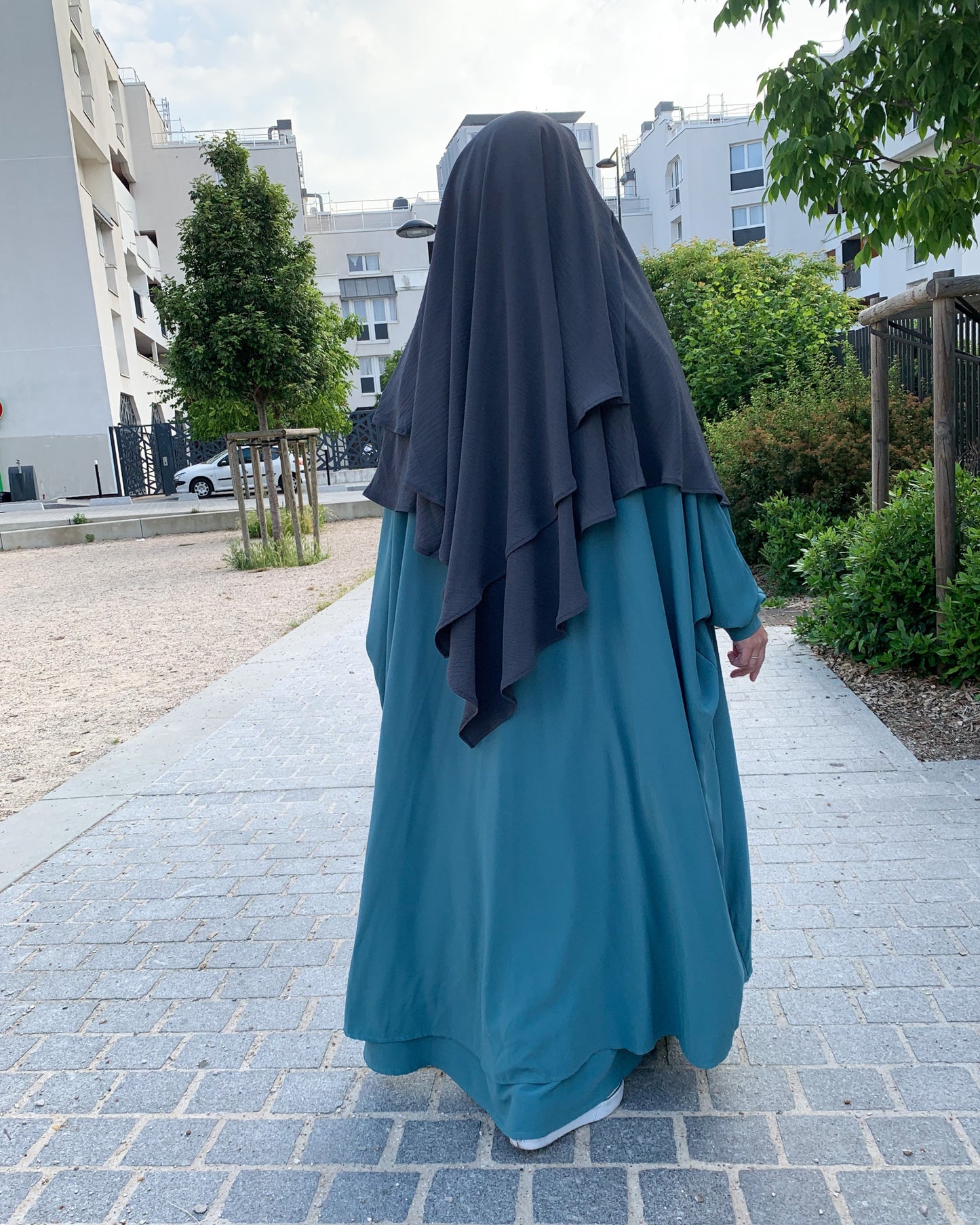 Khimar jazz deux voiles gris foncé