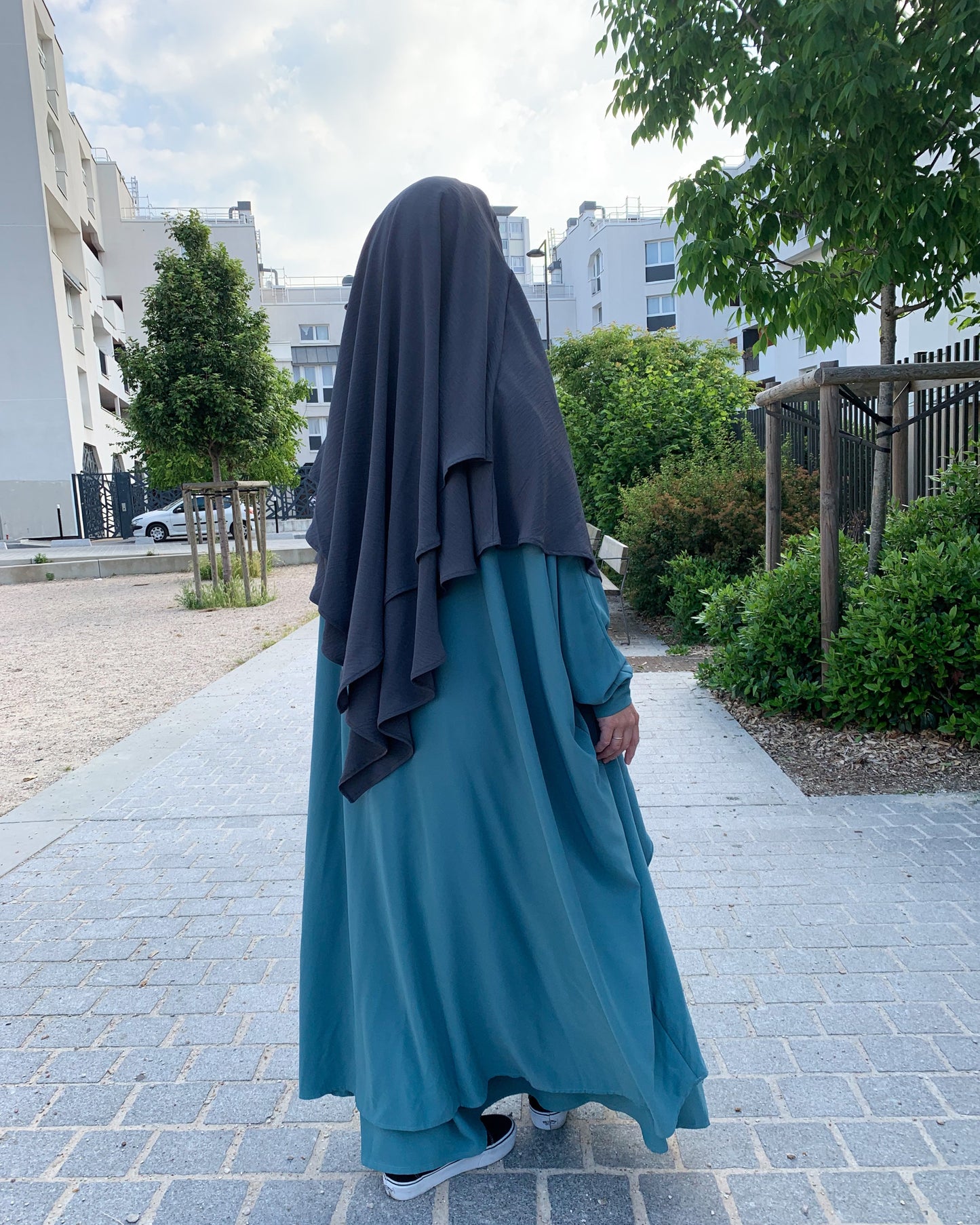 Khimar jazz deux voiles gris foncé