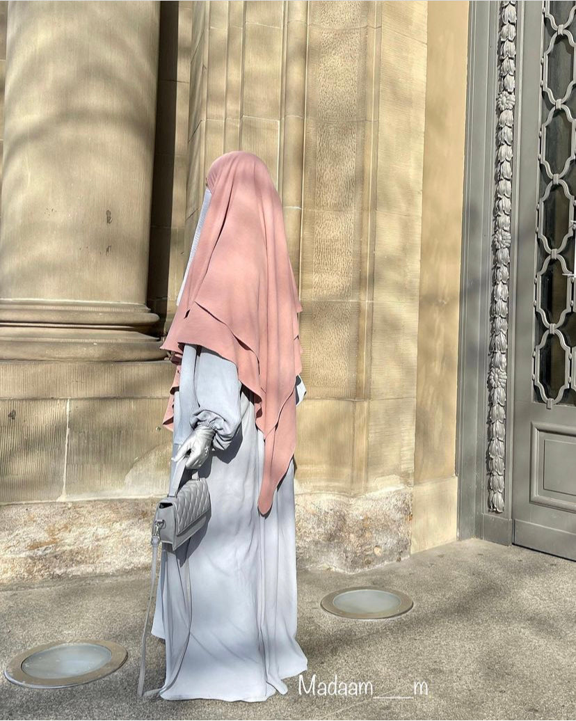 Khimar jazz deux voiles vieux rose