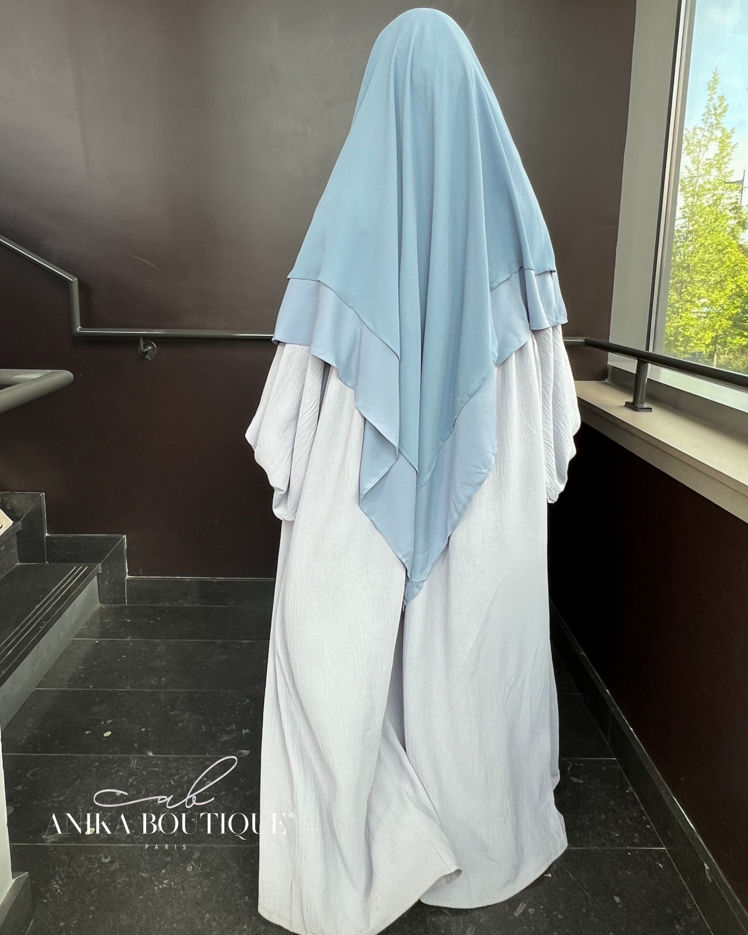 Khimar moyen 2 voiles bi-matière