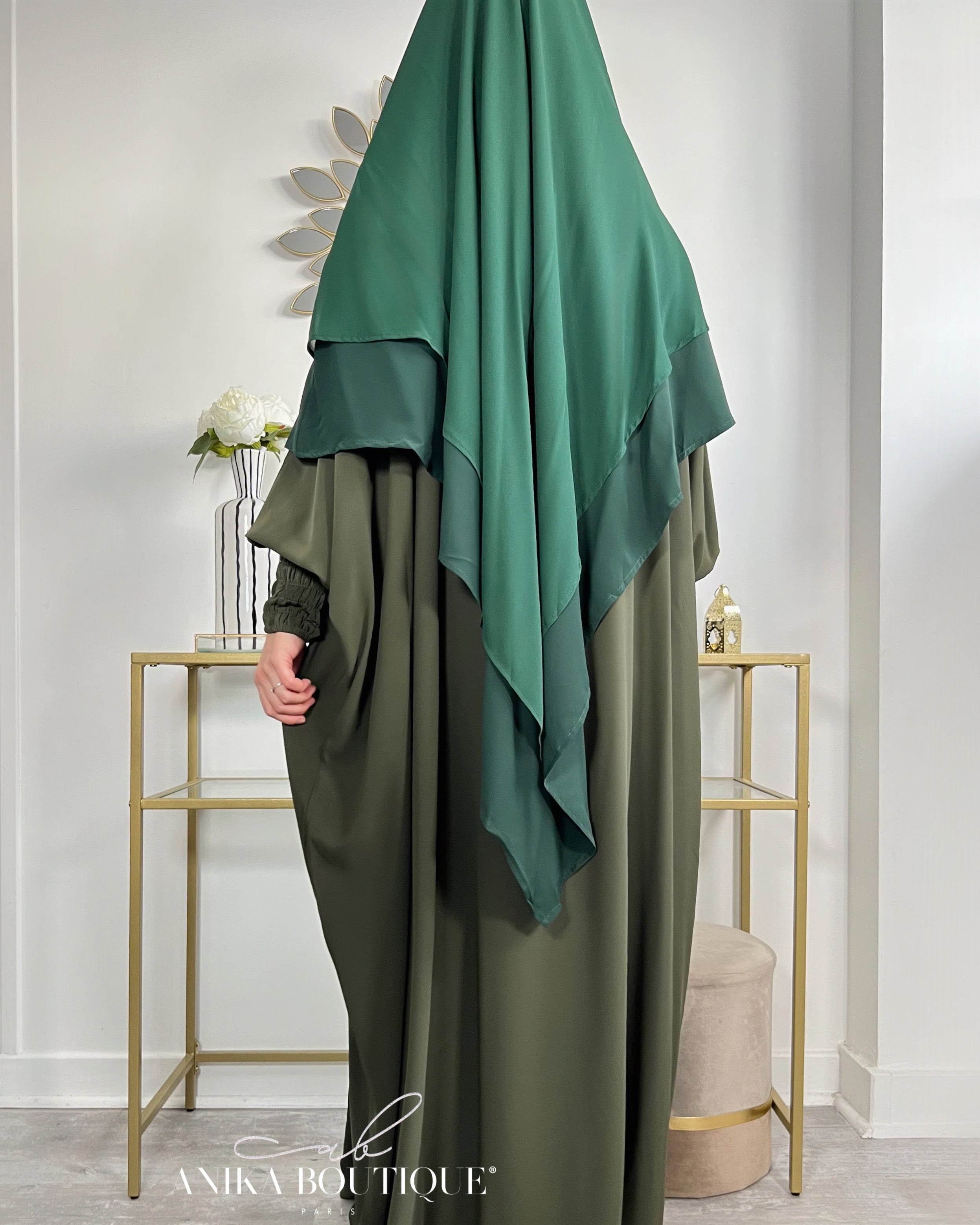 Khimar moyen 2 voiles bi-matière