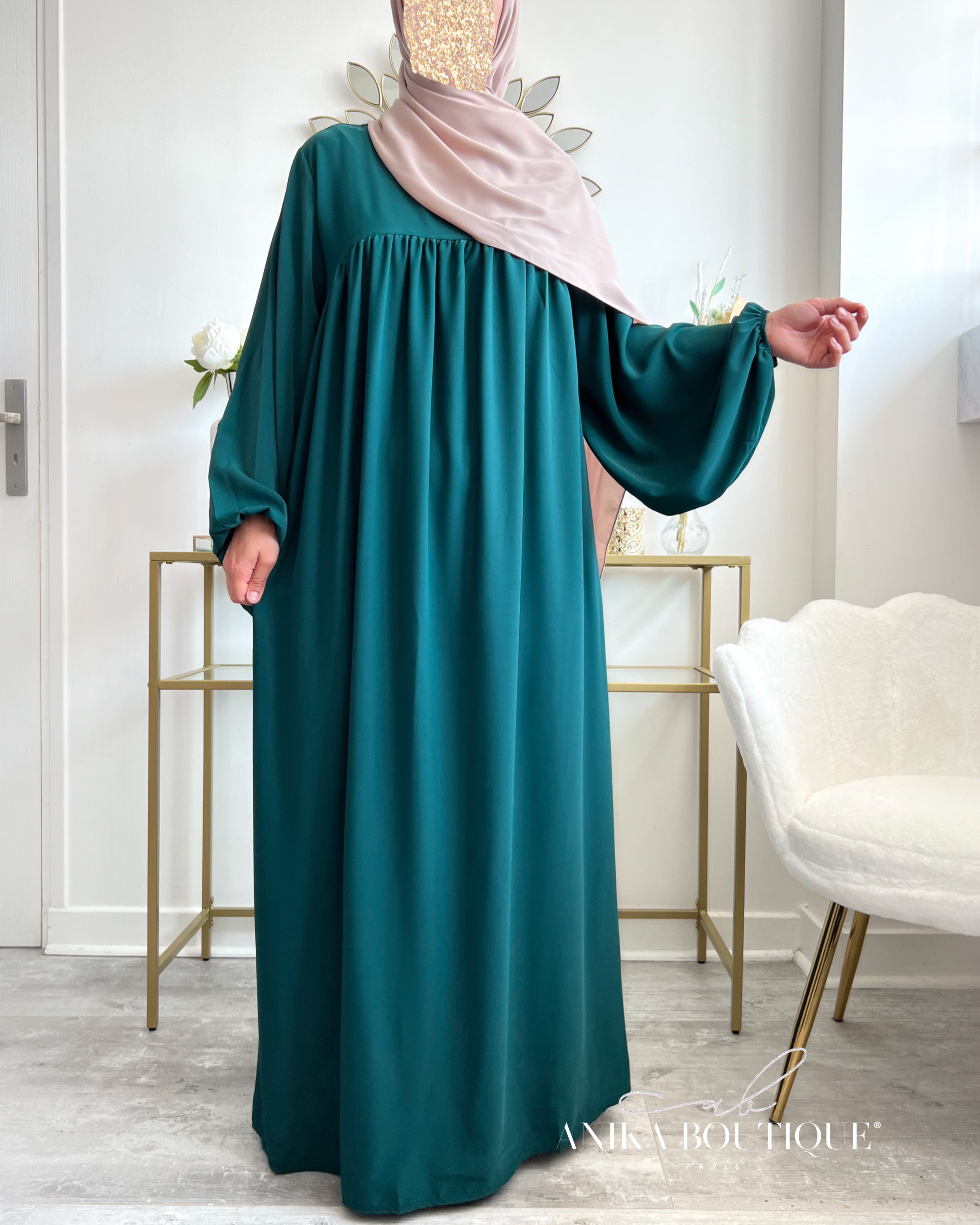 Abaya Namra soie de medine manches bouffantes