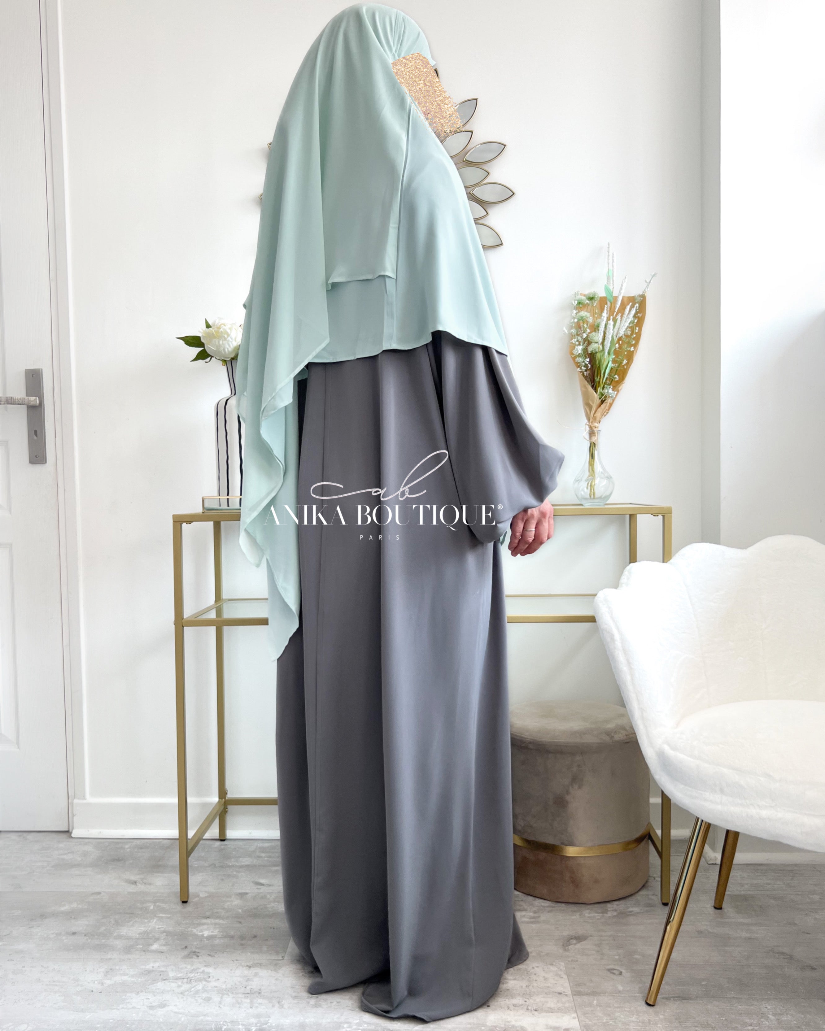 Khimar moyen 2 voiles bi-matière