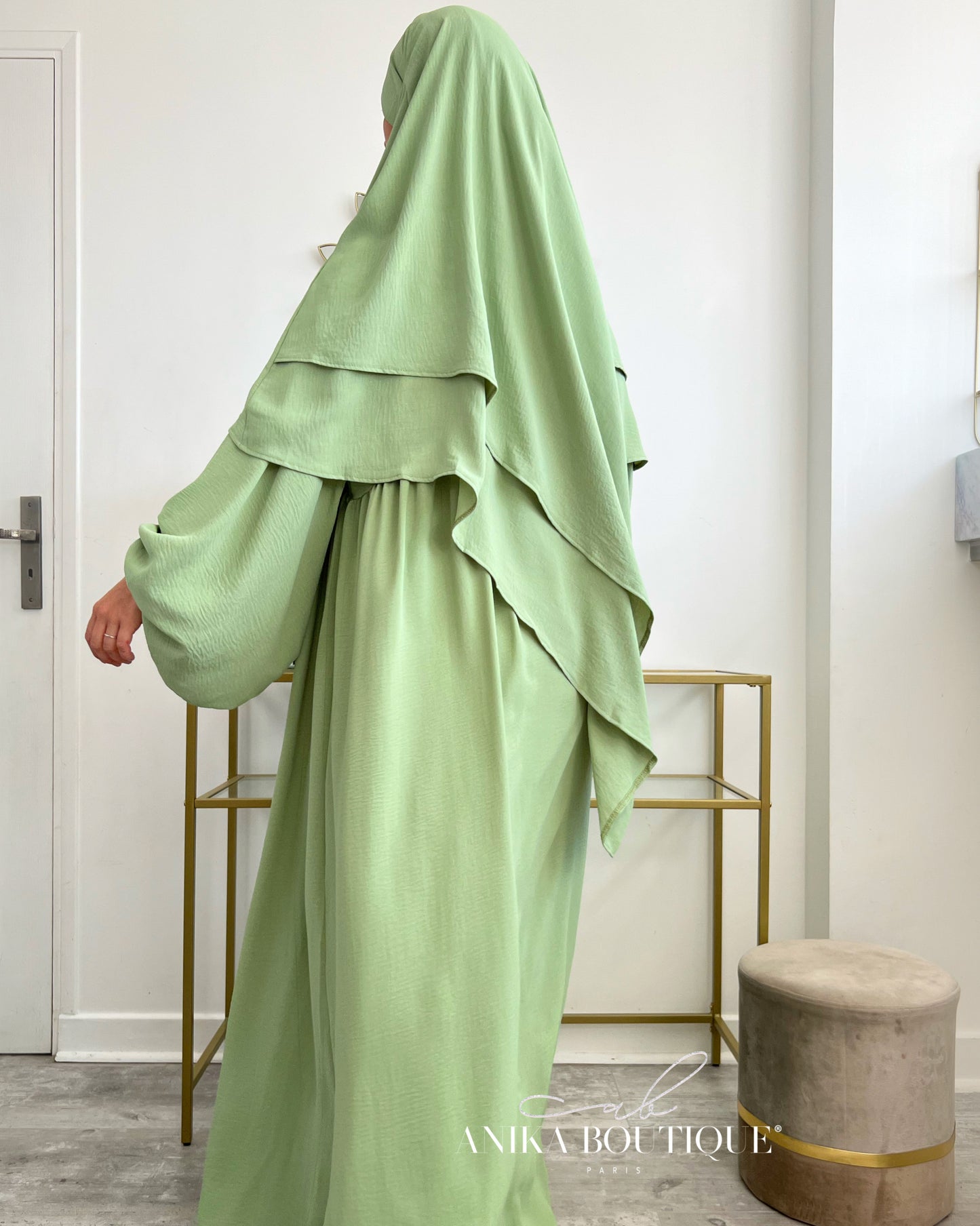 Khimar jazz deux voiles vert pomme