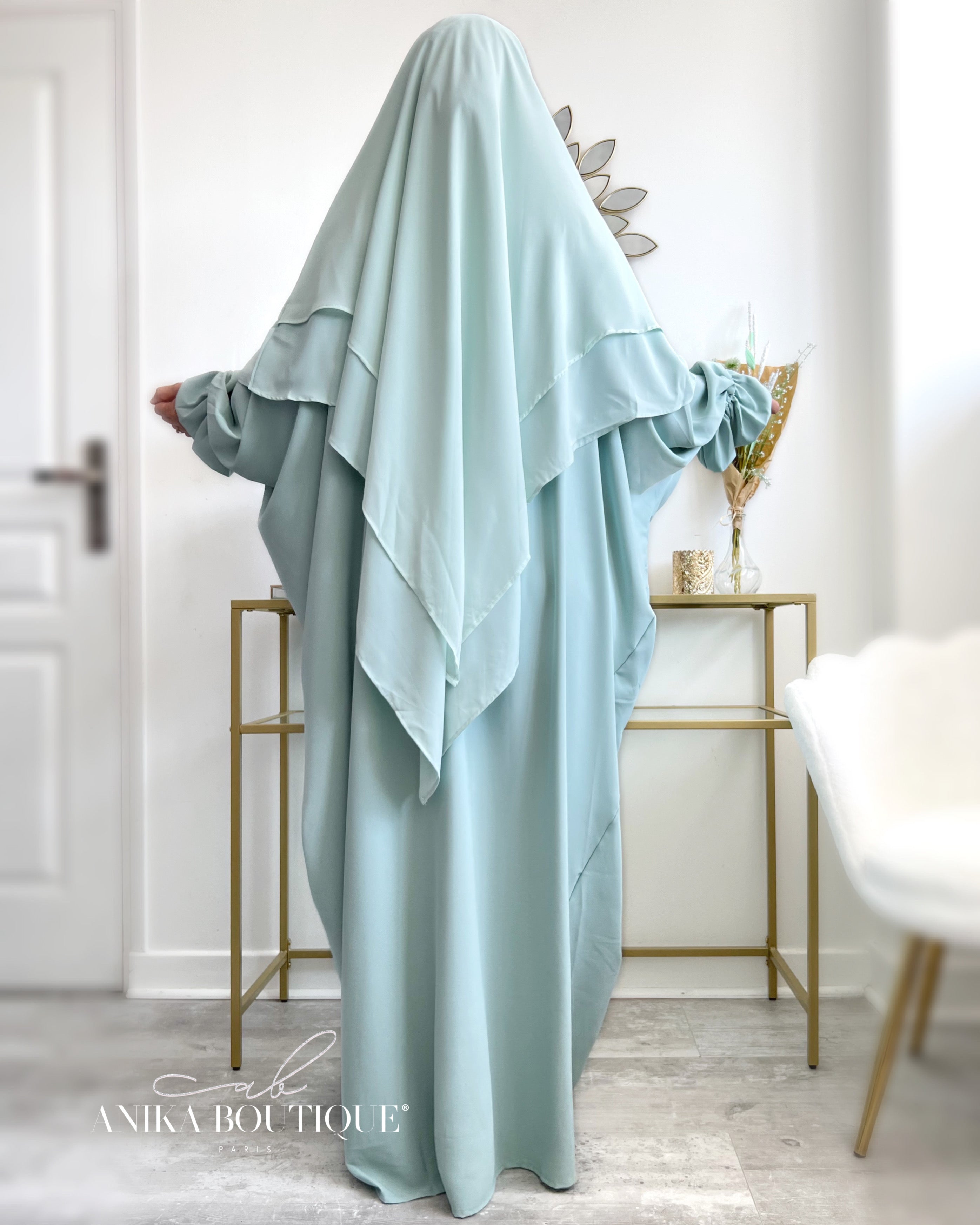 Khimar moyen 2 voiles bi-matière