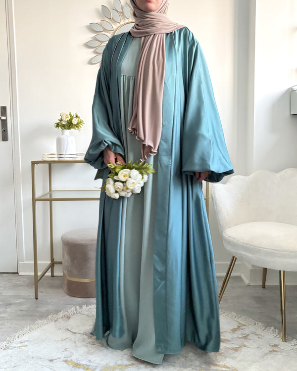 Kimono Satiné Émeraude – Élégance Modeste & Intemporelle