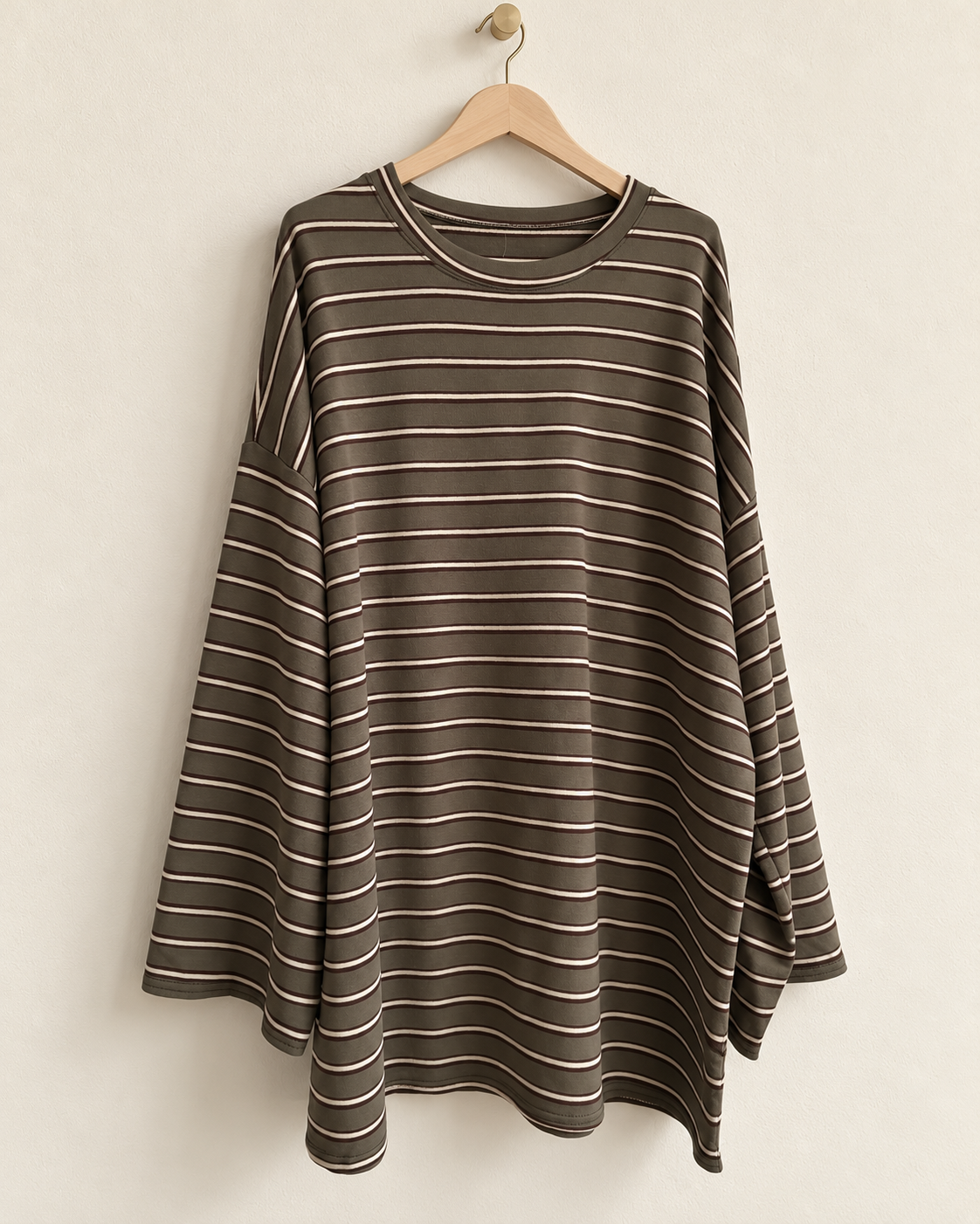 Tee-shirt long oversize à rayures – Manches longues