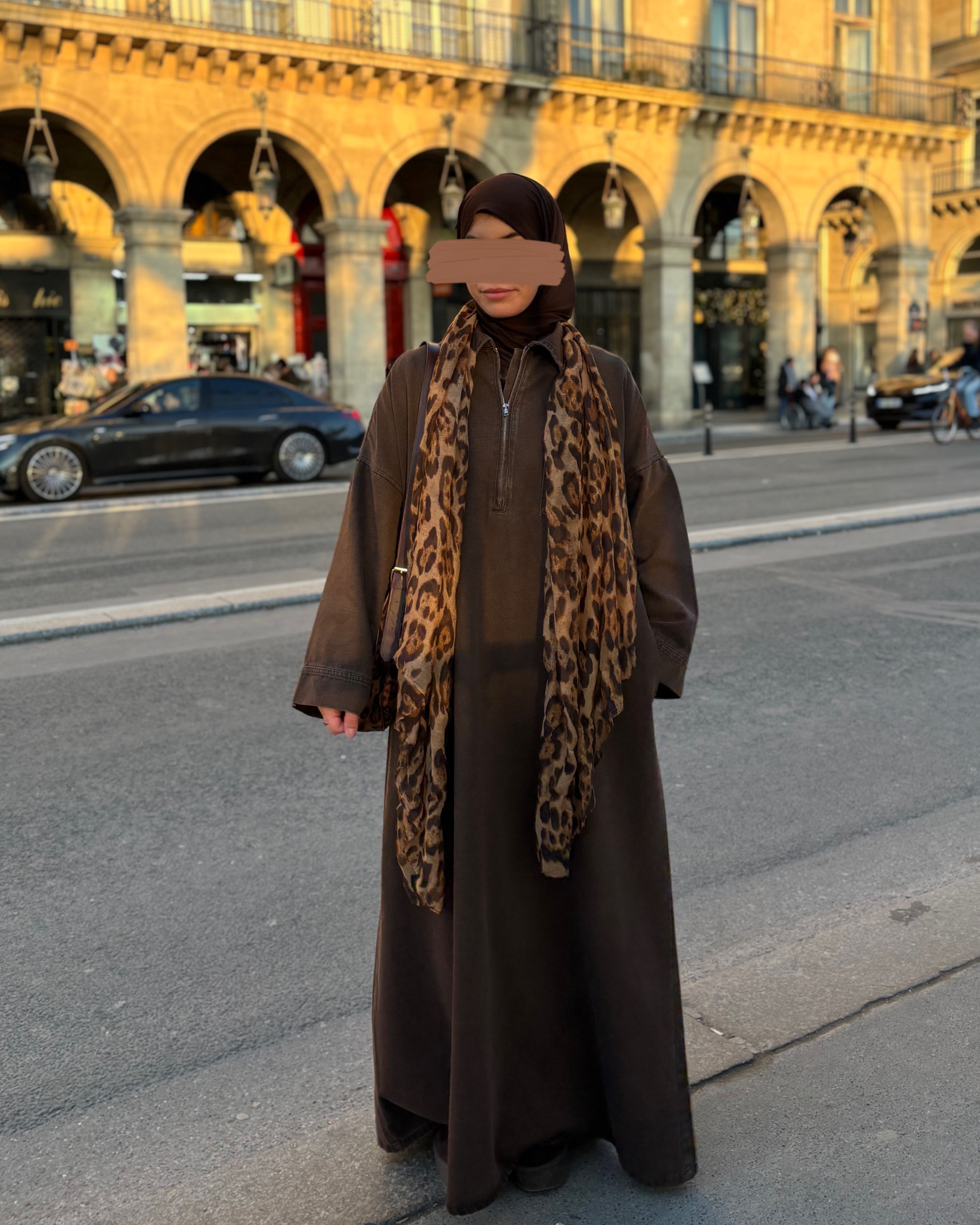 Abaya en jean zippée 100 % coton – Moderne & Tendance