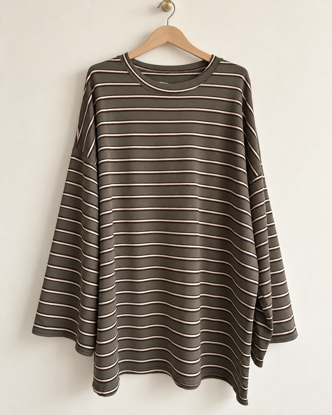 Tee-shirt long oversize à rayures – Manches longues
