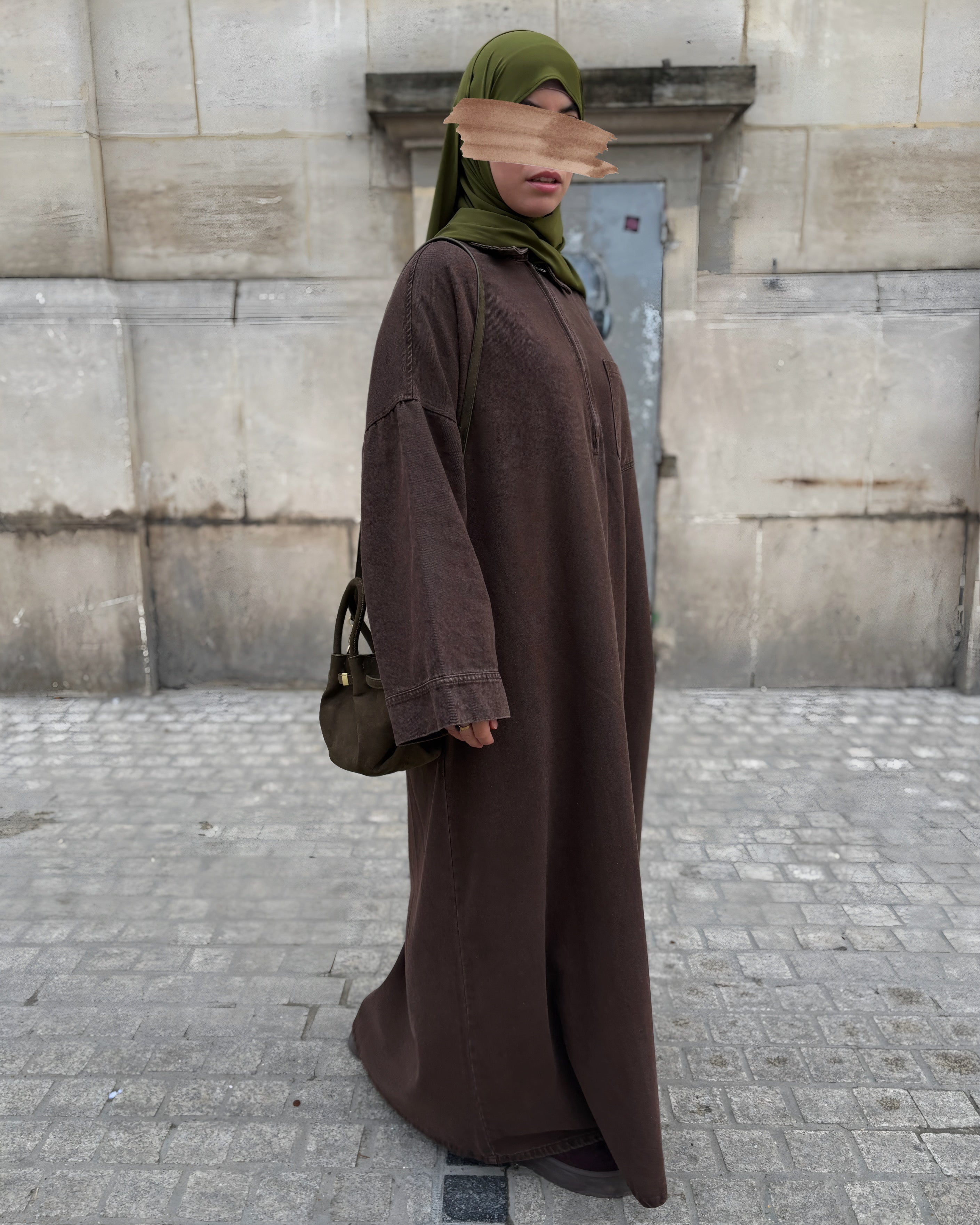 Abaya en jean zippée 100 % coton – Moderne & Tendance