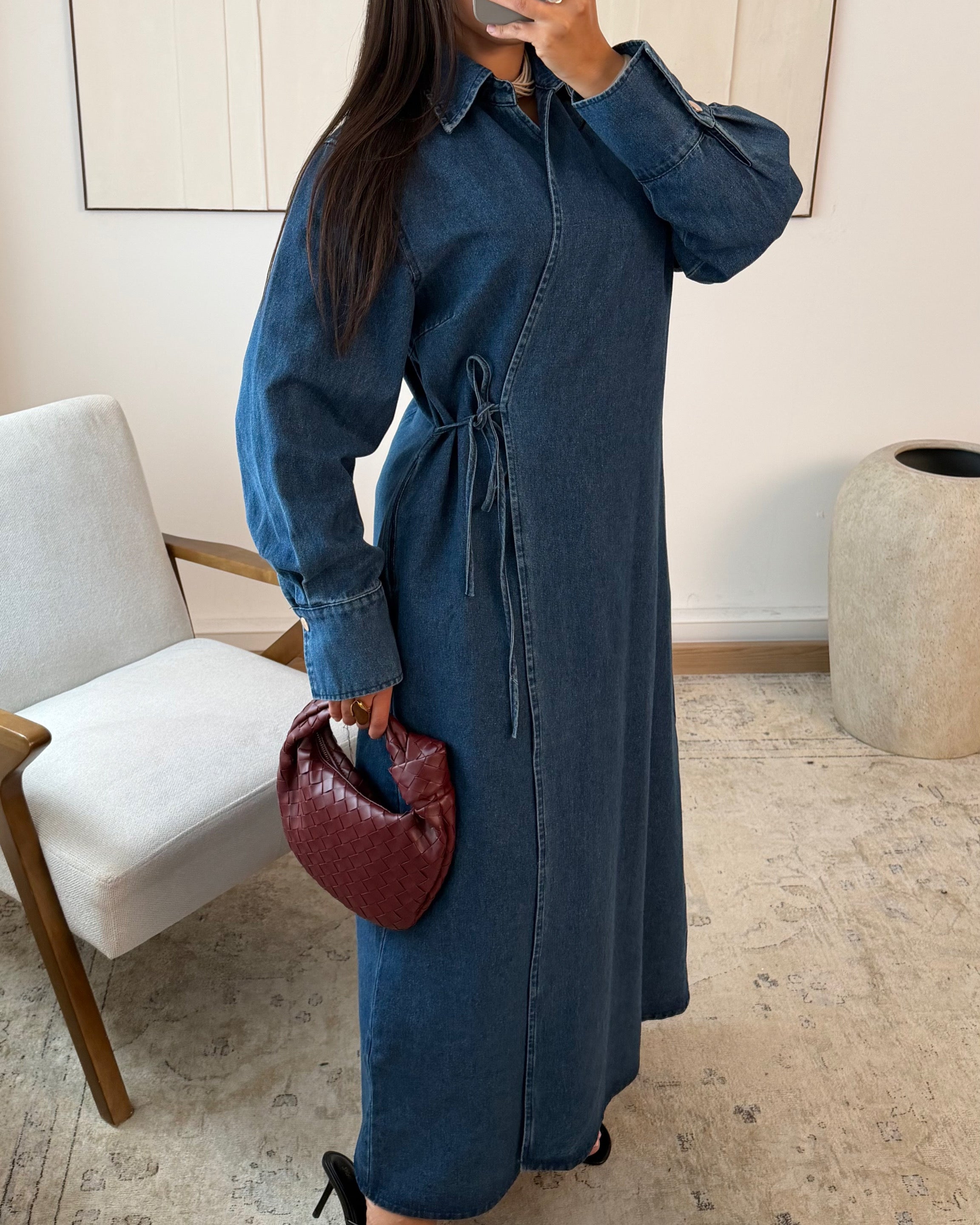 Abaya en jean cache cœur