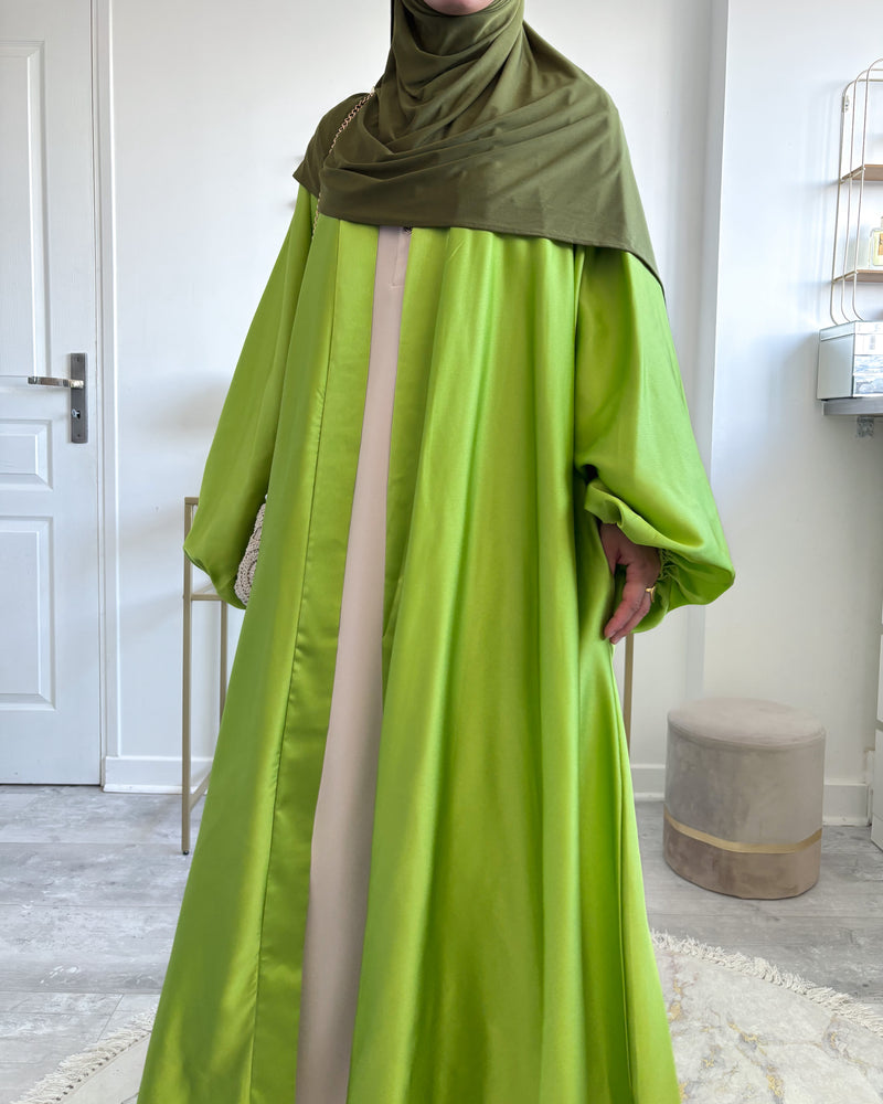 Kimono satiné manches bouffantes avec poches – Modest Fashion