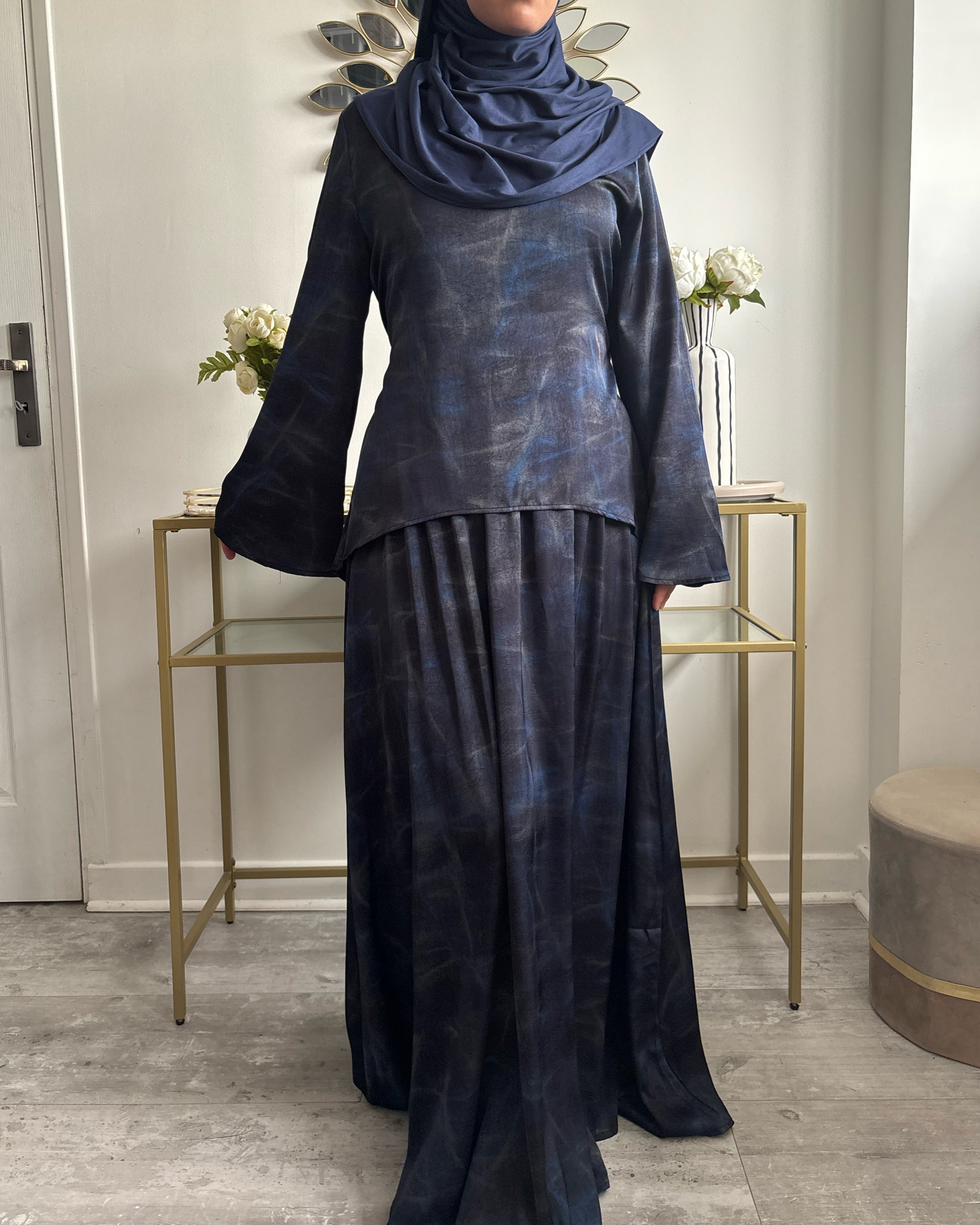 Ensemble Modest Fashion Femme Musulmane – Tunique Évasée & Jupe Longue Fluide