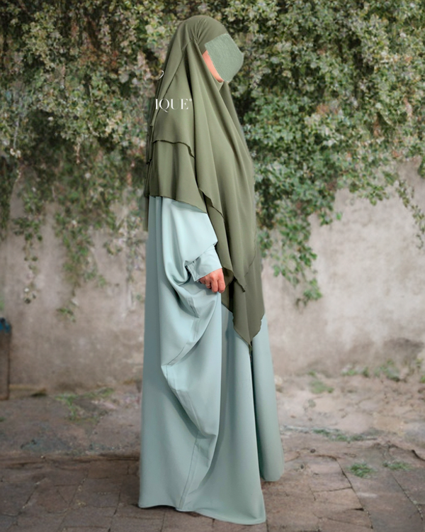 Khimar 3 voiles mousseline kaki
