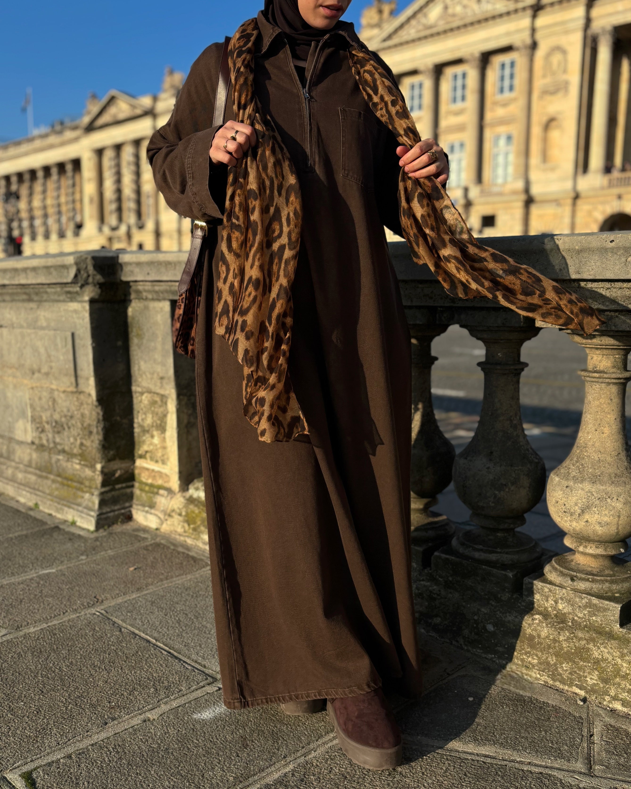 Abaya en jean zippée 100 % coton – Moderne & Tendance