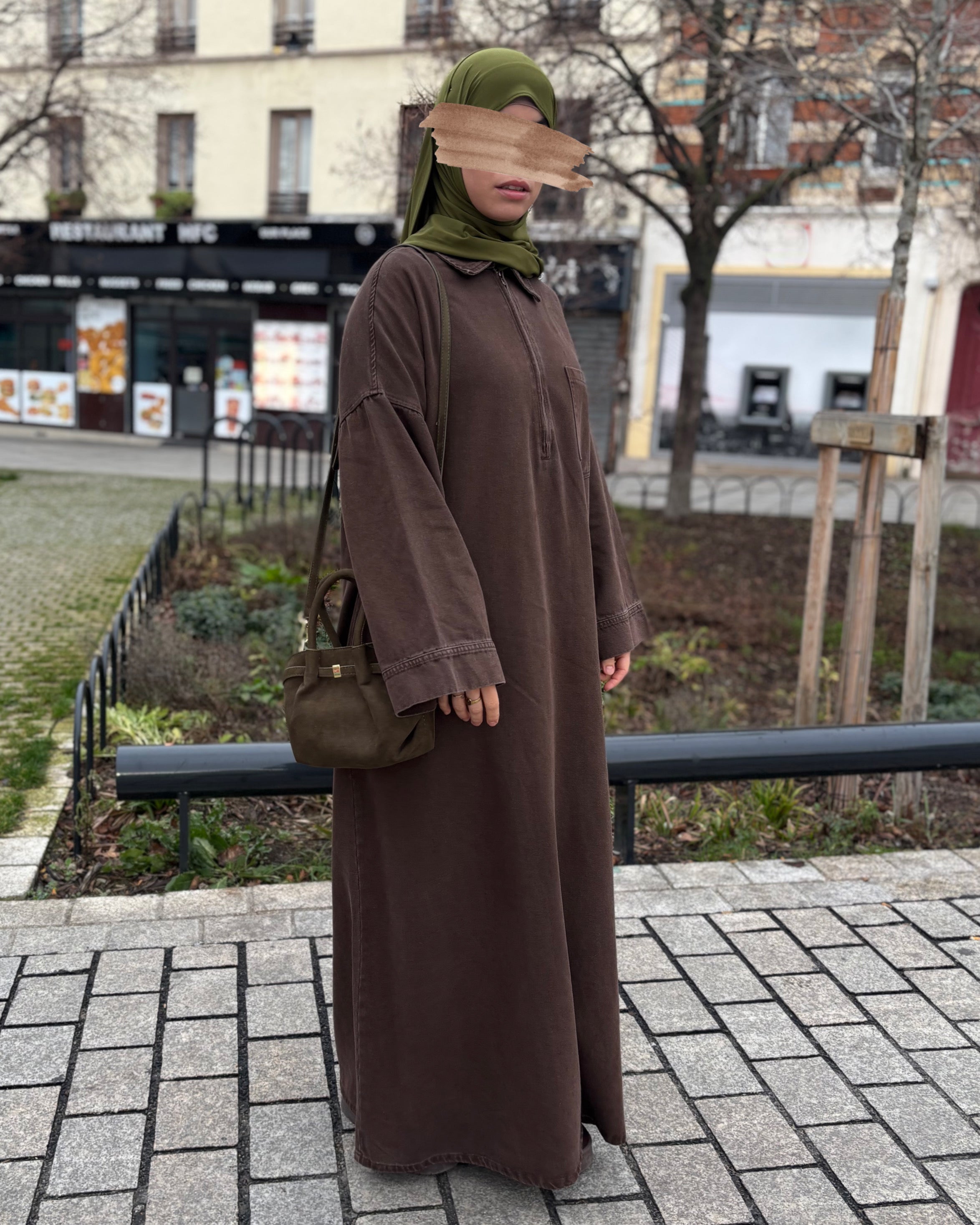 Abaya en jean zippée 100 % coton – Moderne & Tendance