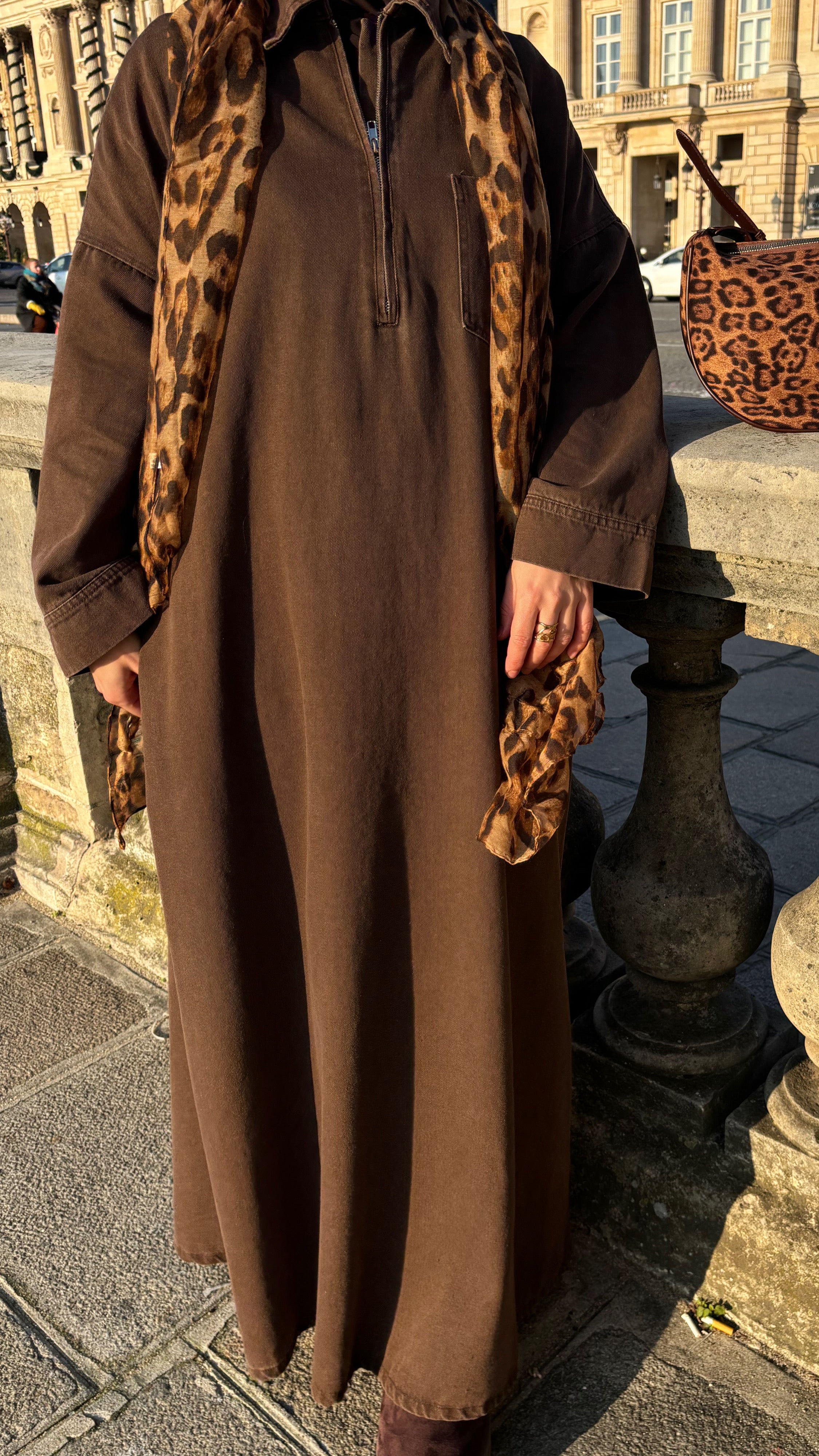 Abaya en jean zippée 100 % coton – Moderne & Tendance