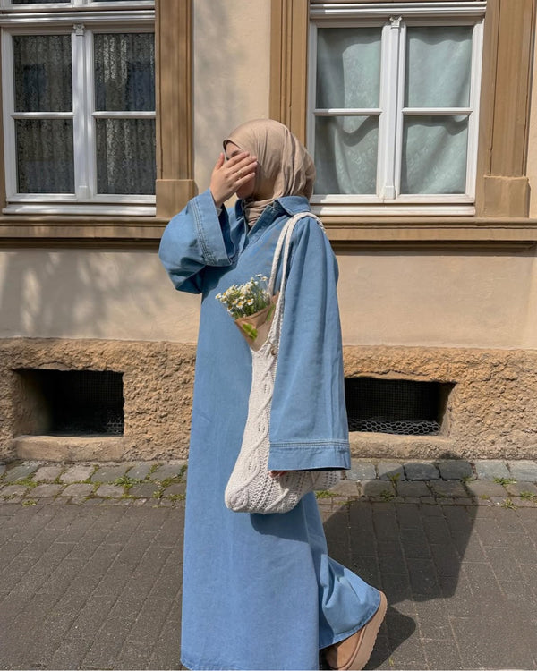 Abaya Oversize en Denim – Style Moderne et Modestie Parfaite