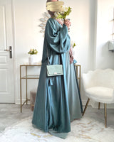 Kimono satiné manches bouffantes avec poches – Modest Fashion