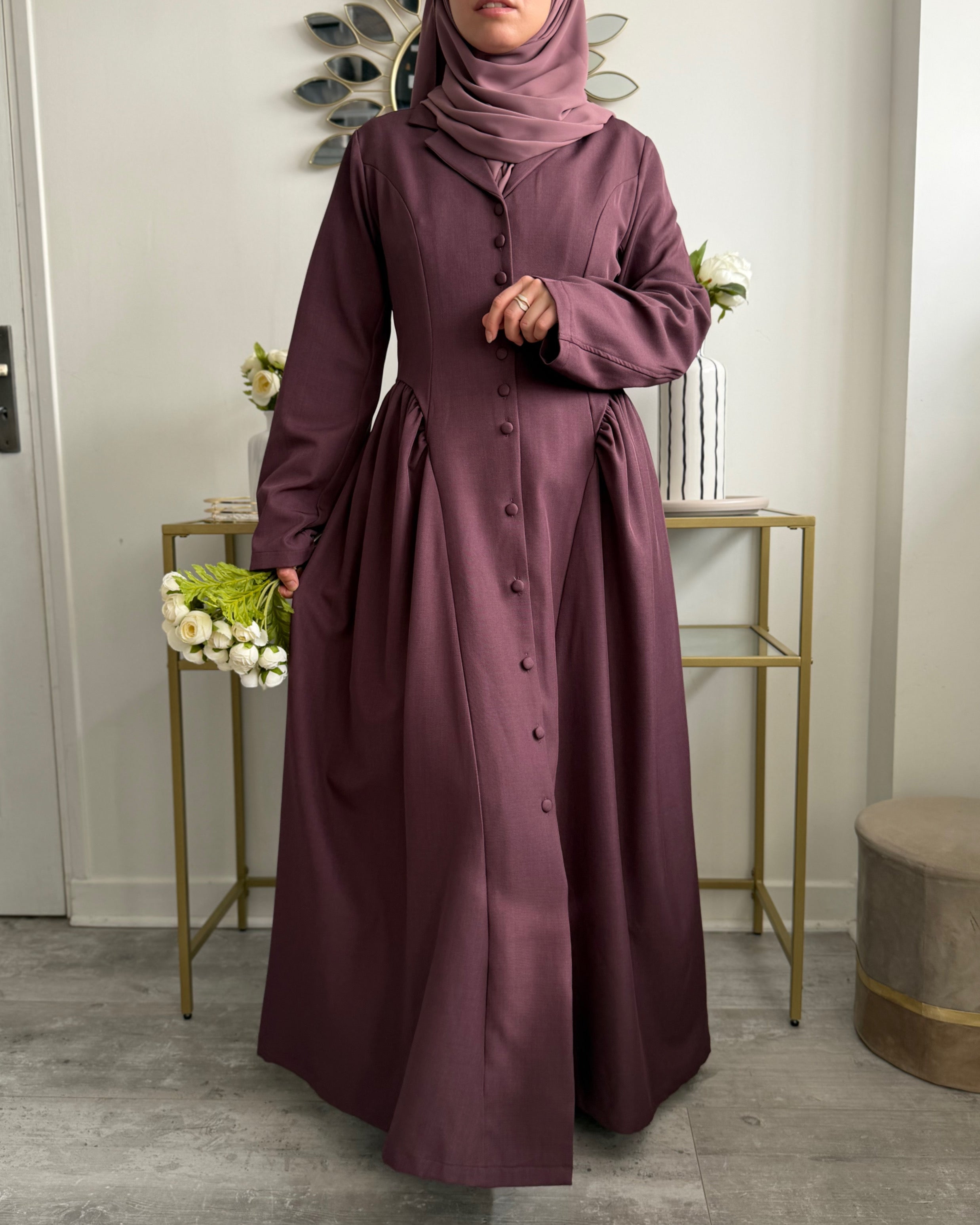 Robe Longue Charme d’Antan Ajustable Prune – Modest Fashion