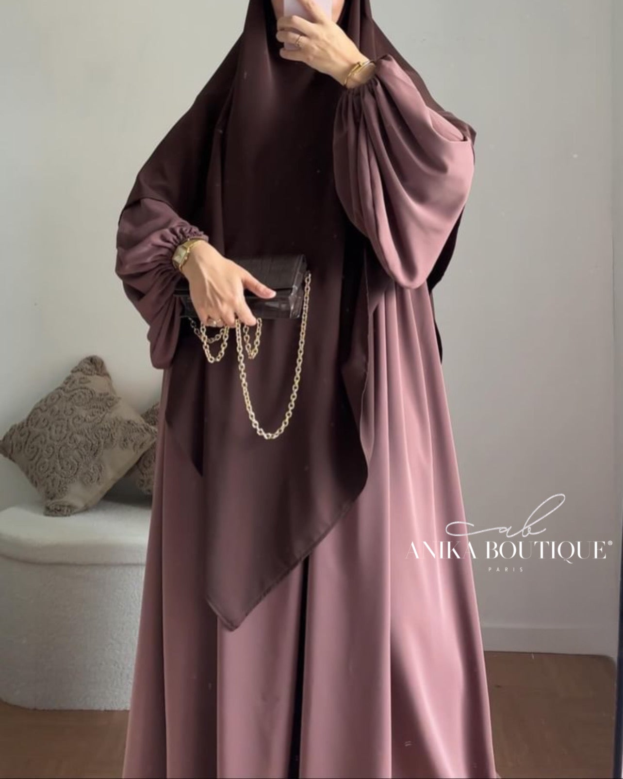 Abaya Naïla - Élégance et Confort avec Manches Bouffantes