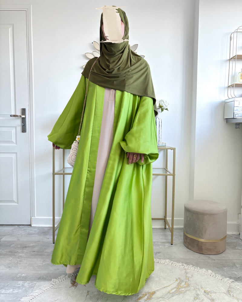 Kimono satiné manches bouffantes avec poches – Modest Fashion