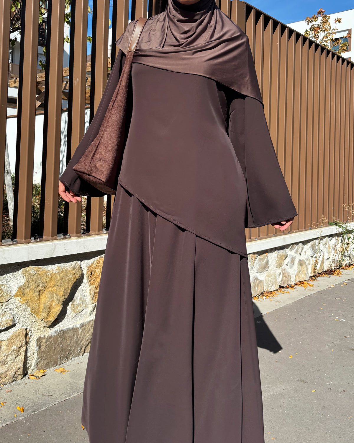 Ensemble jupe longue et tunique asymétrique