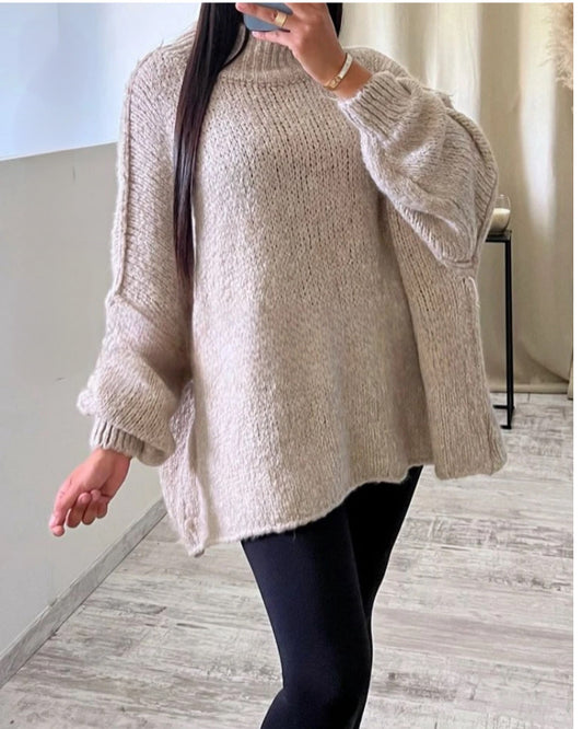 Pull Oversize Col Montant – Élégance et Confort pour un Hiver Stylé