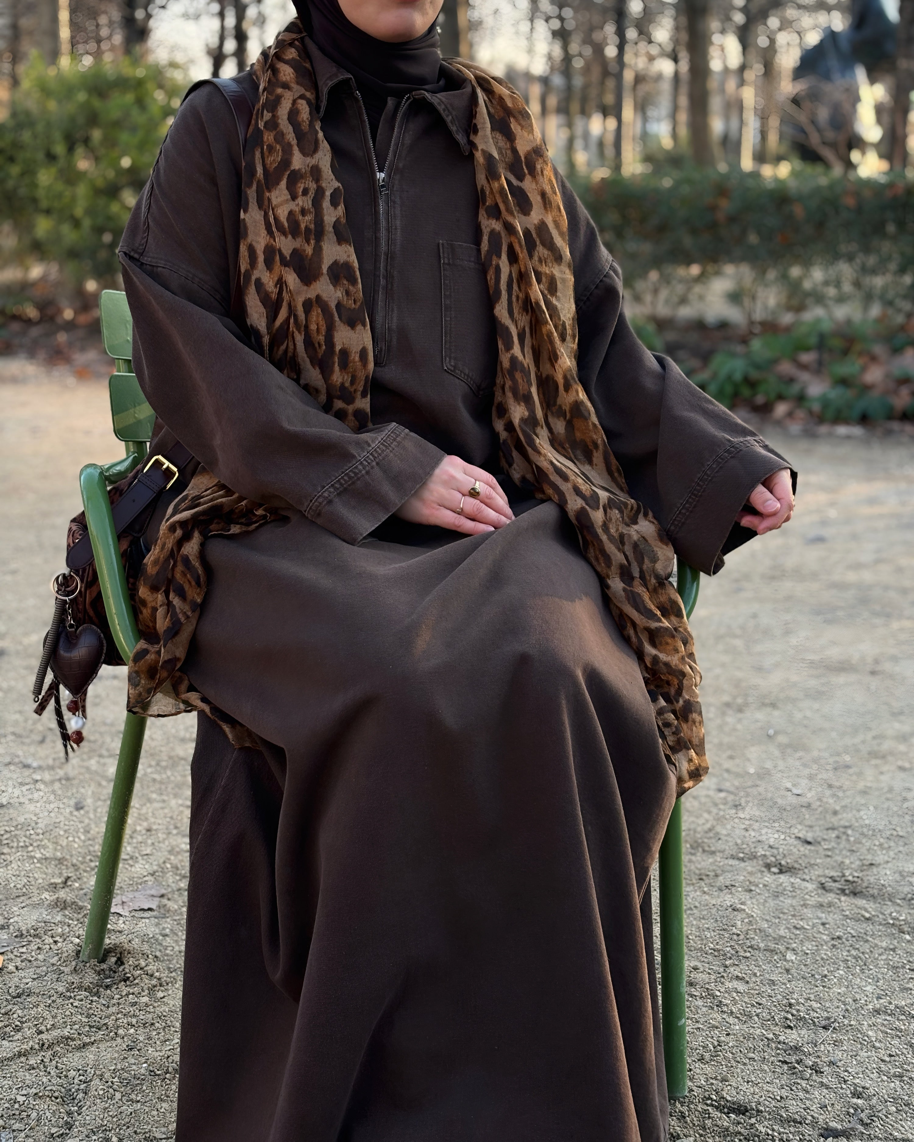 Abaya en jean zippée 100 % coton – Moderne & Tendance