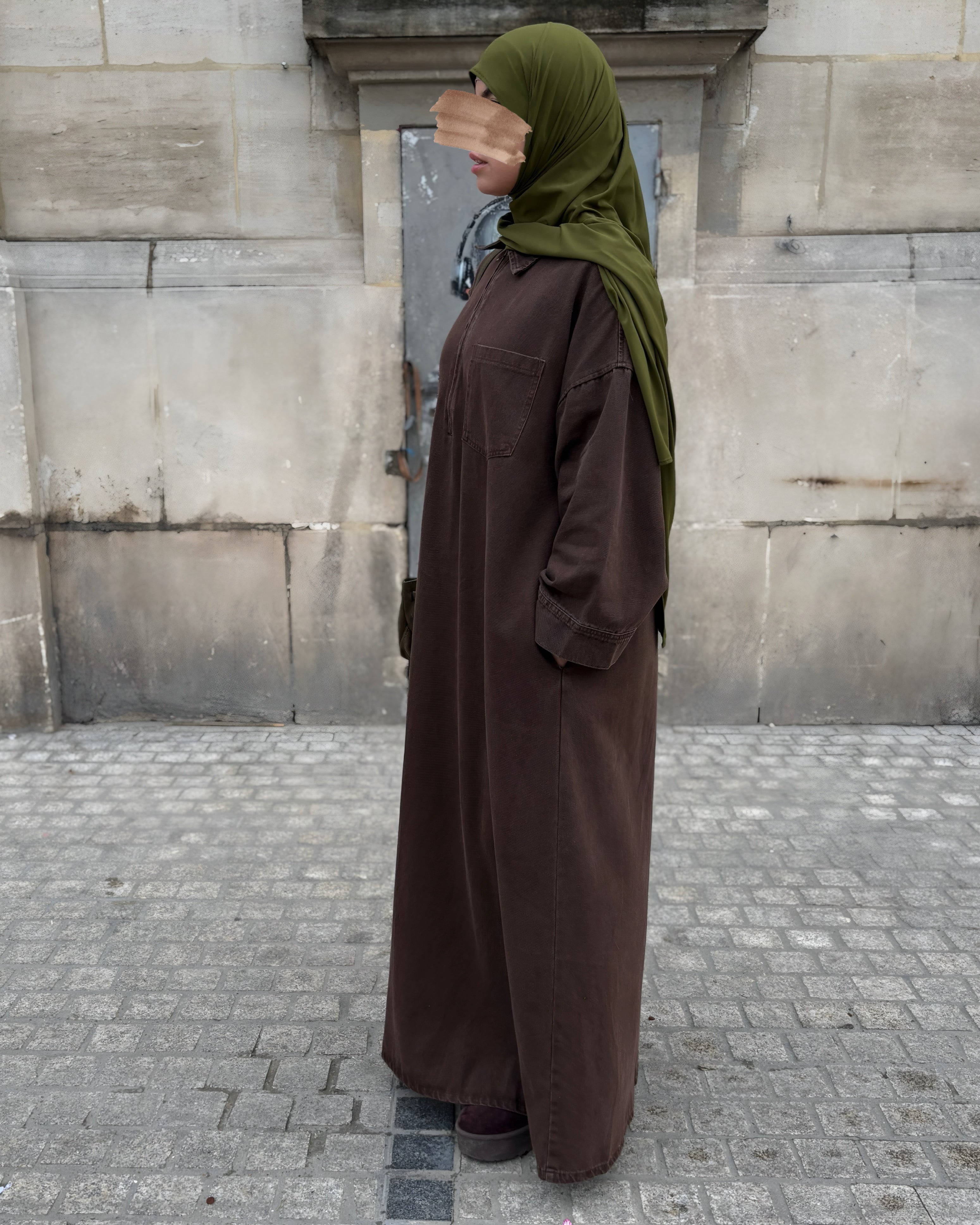 Abaya en jean zippée 100 % coton – Moderne & Tendance