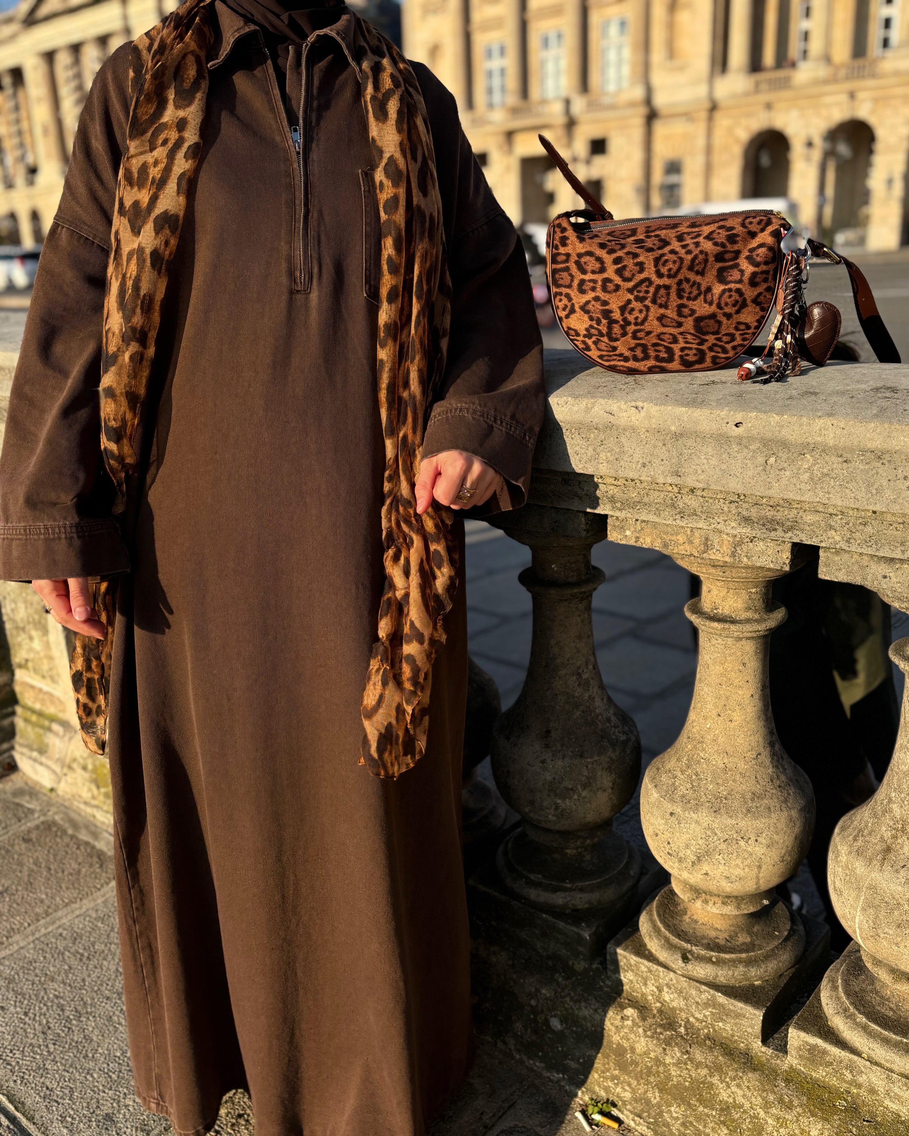 Abaya en jean zippée 100 % coton – Moderne & Tendance