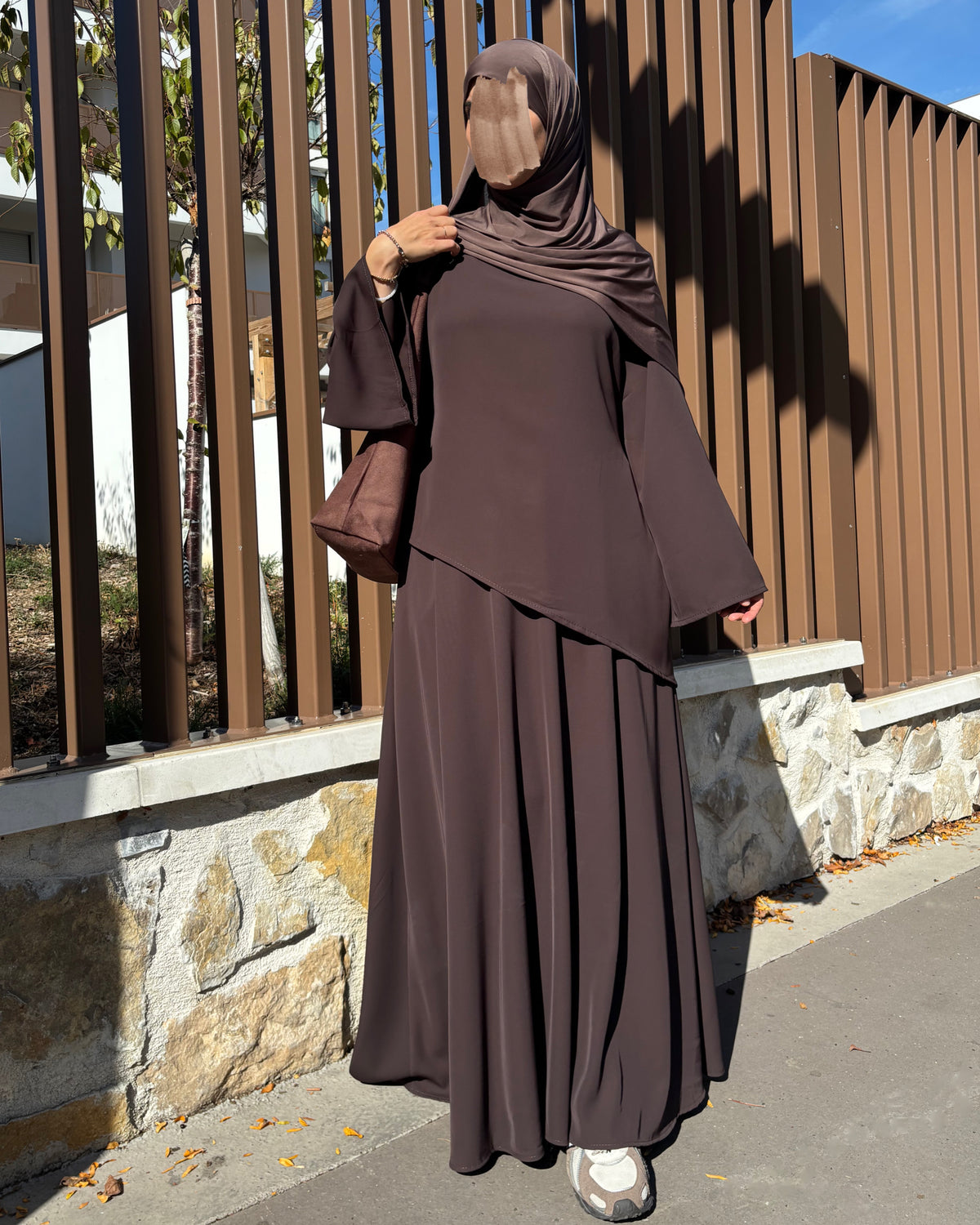 Ensemble jupe longue et tunique asymétrique