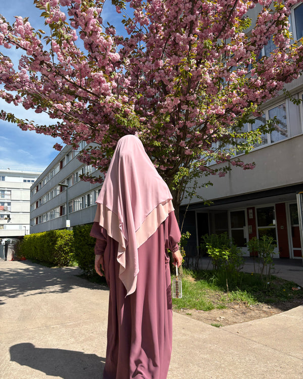 Khimar moyen 2 voiles bi-matière