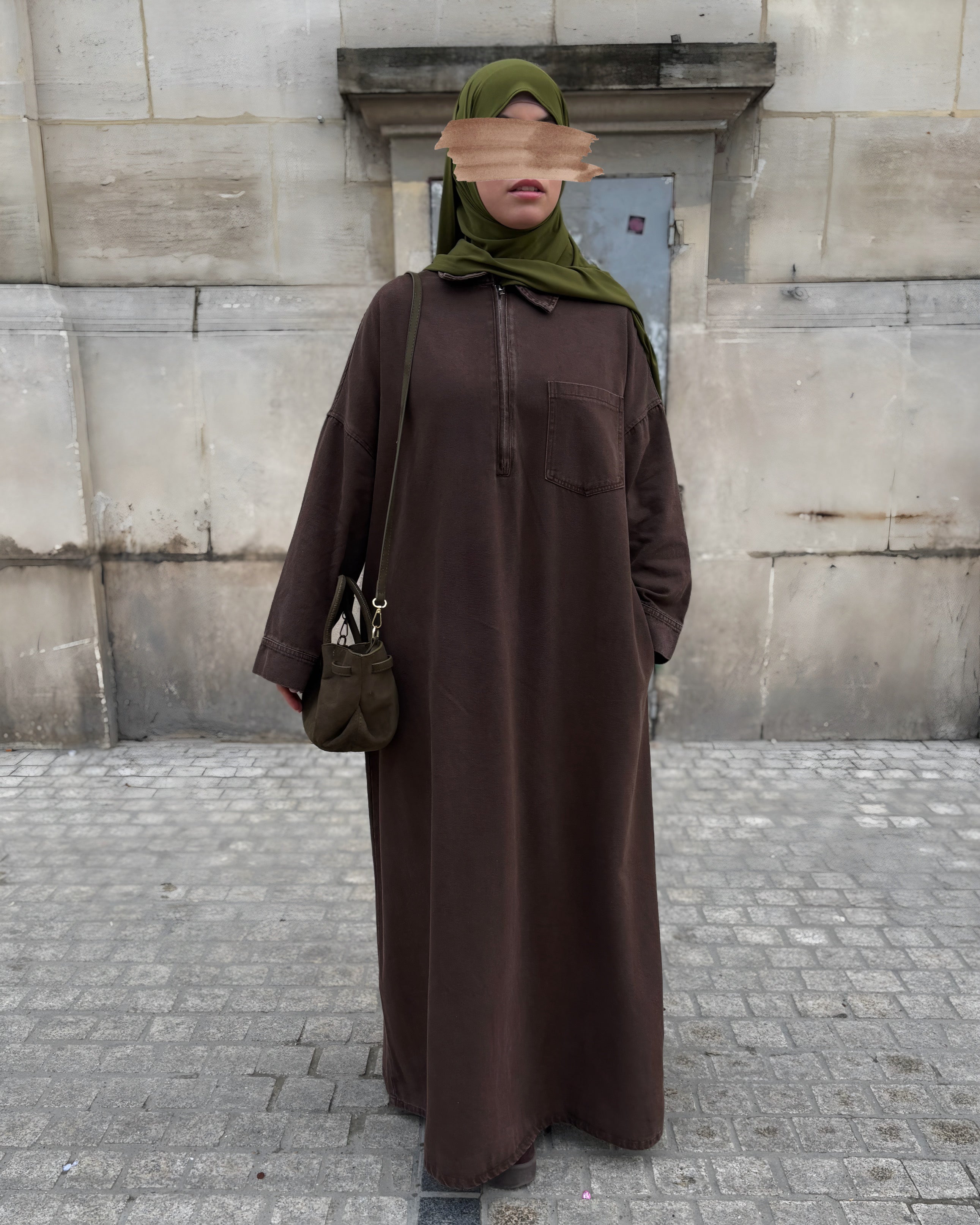Abaya en jean zippée 100 % coton – Moderne & Tendance