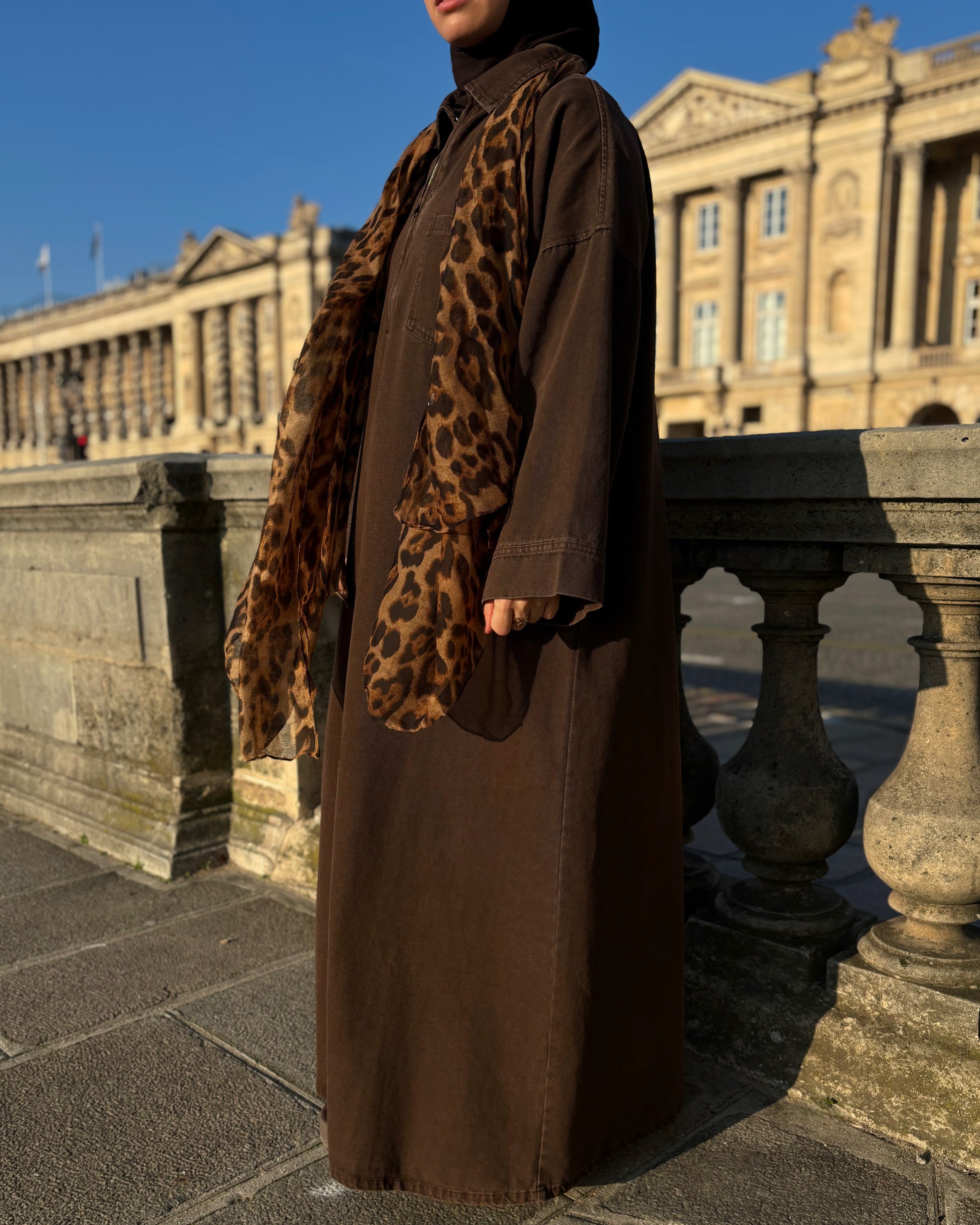 Abaya en jean zippée 100 % coton – Moderne & Tendance