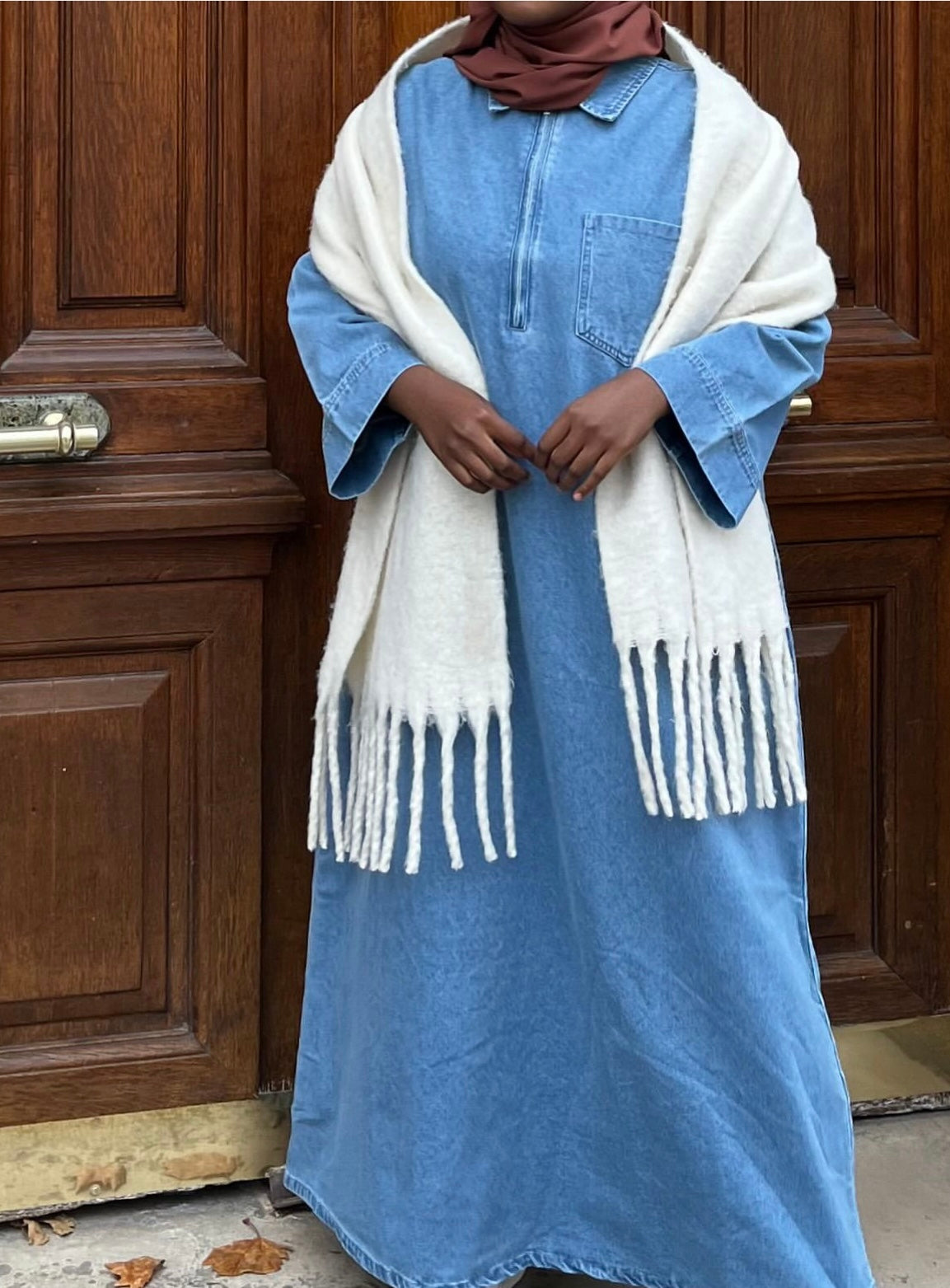 Abaya en jean zippée 100 % coton – Moderne & Tendance