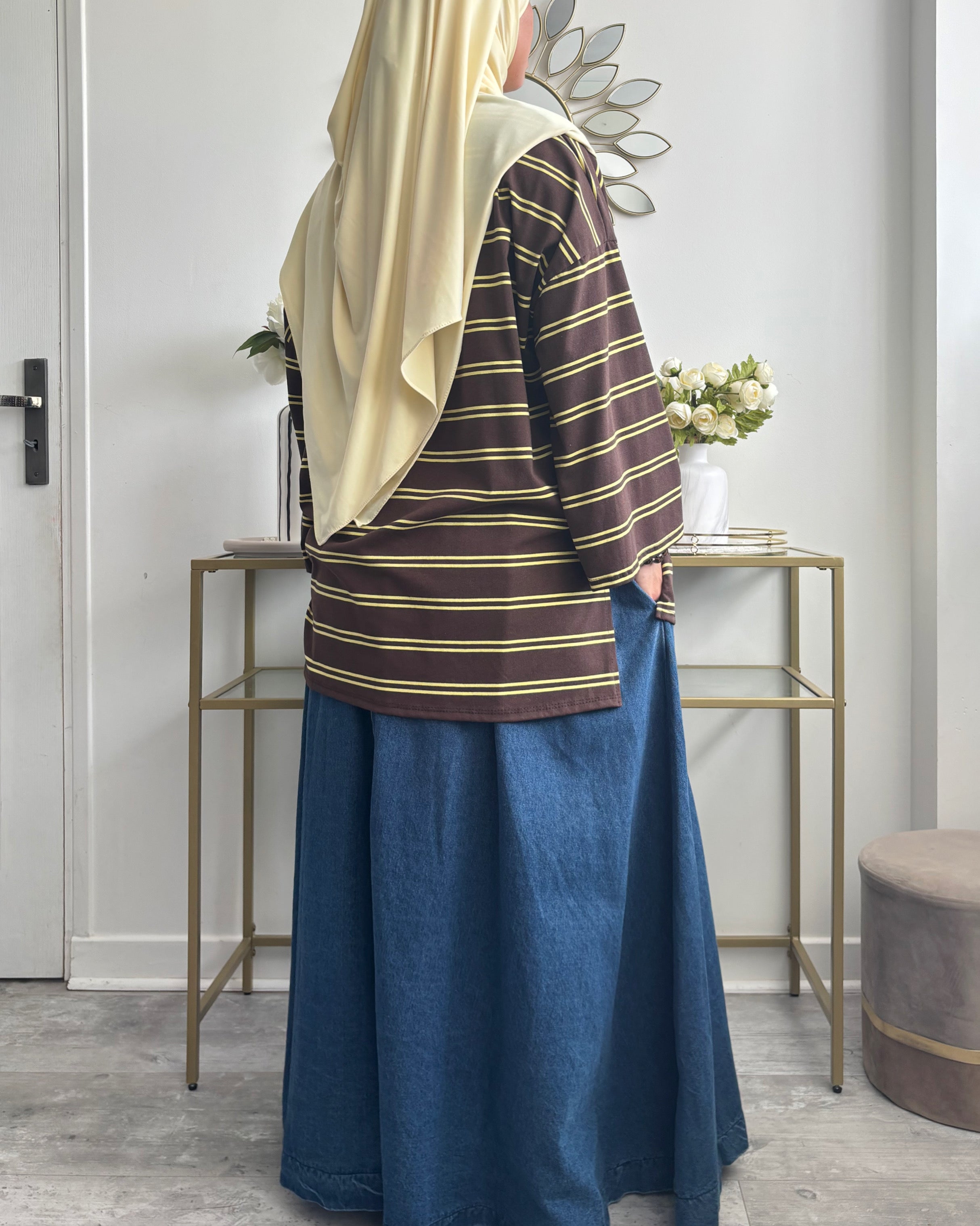 T-shirt Oversize Rayé Long – Modest Fashion