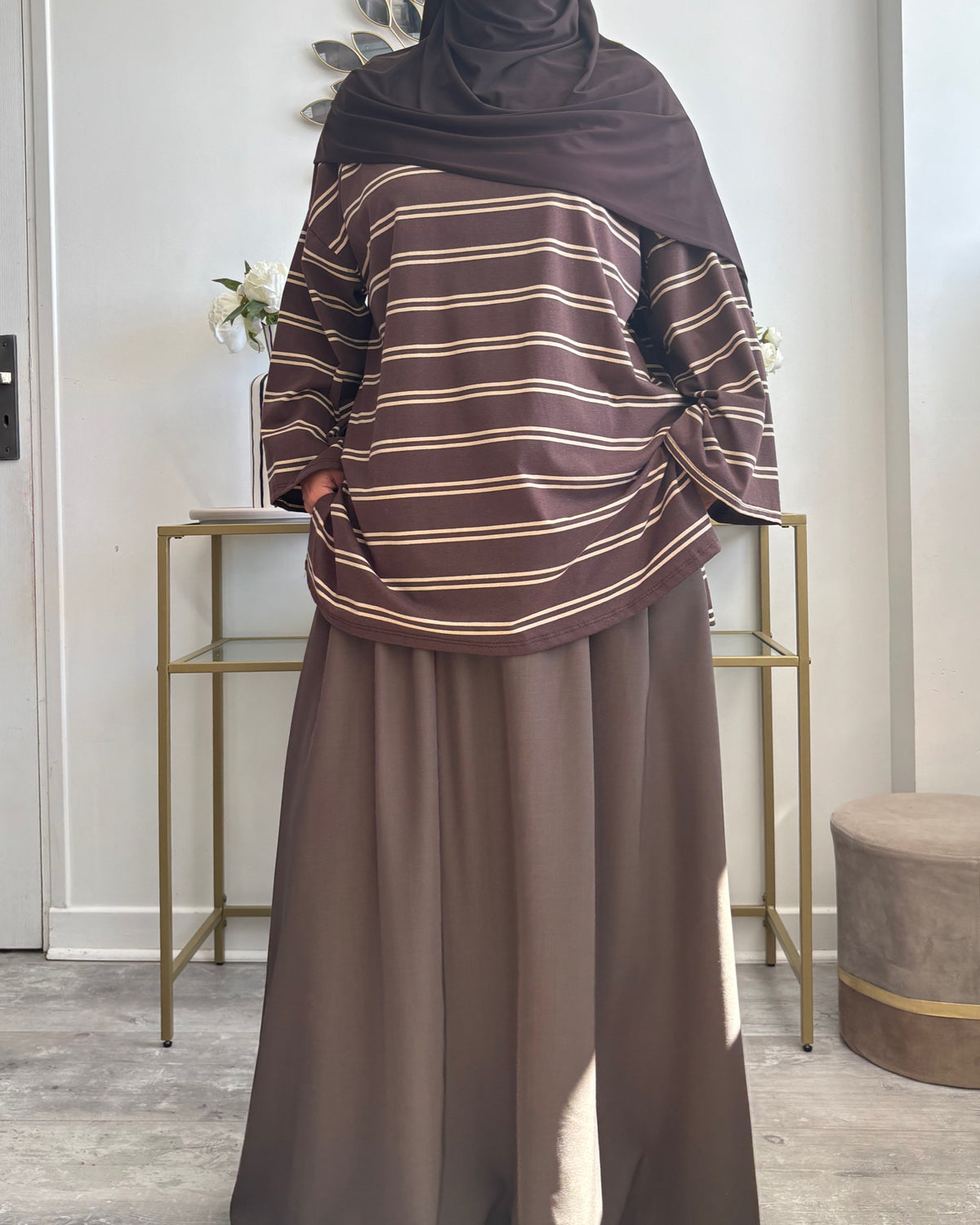T-shirt Oversize Rayé Long – Modest Fashion