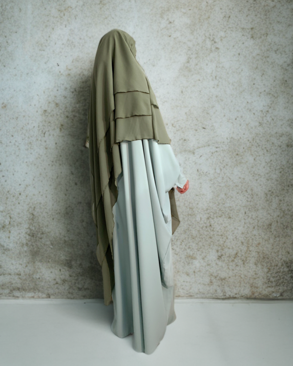Khimar 3 voiles mousseline kaki