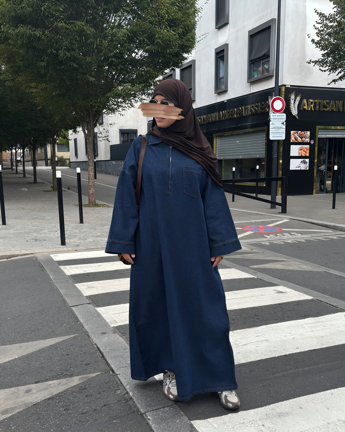 Abaya en jean zippée 100 % coton – Moderne & Tendance