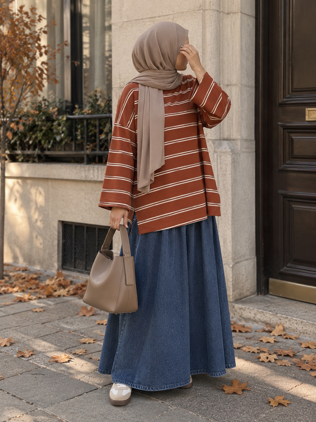 T-shirt Oversize Rayé Long – Modest Fashion