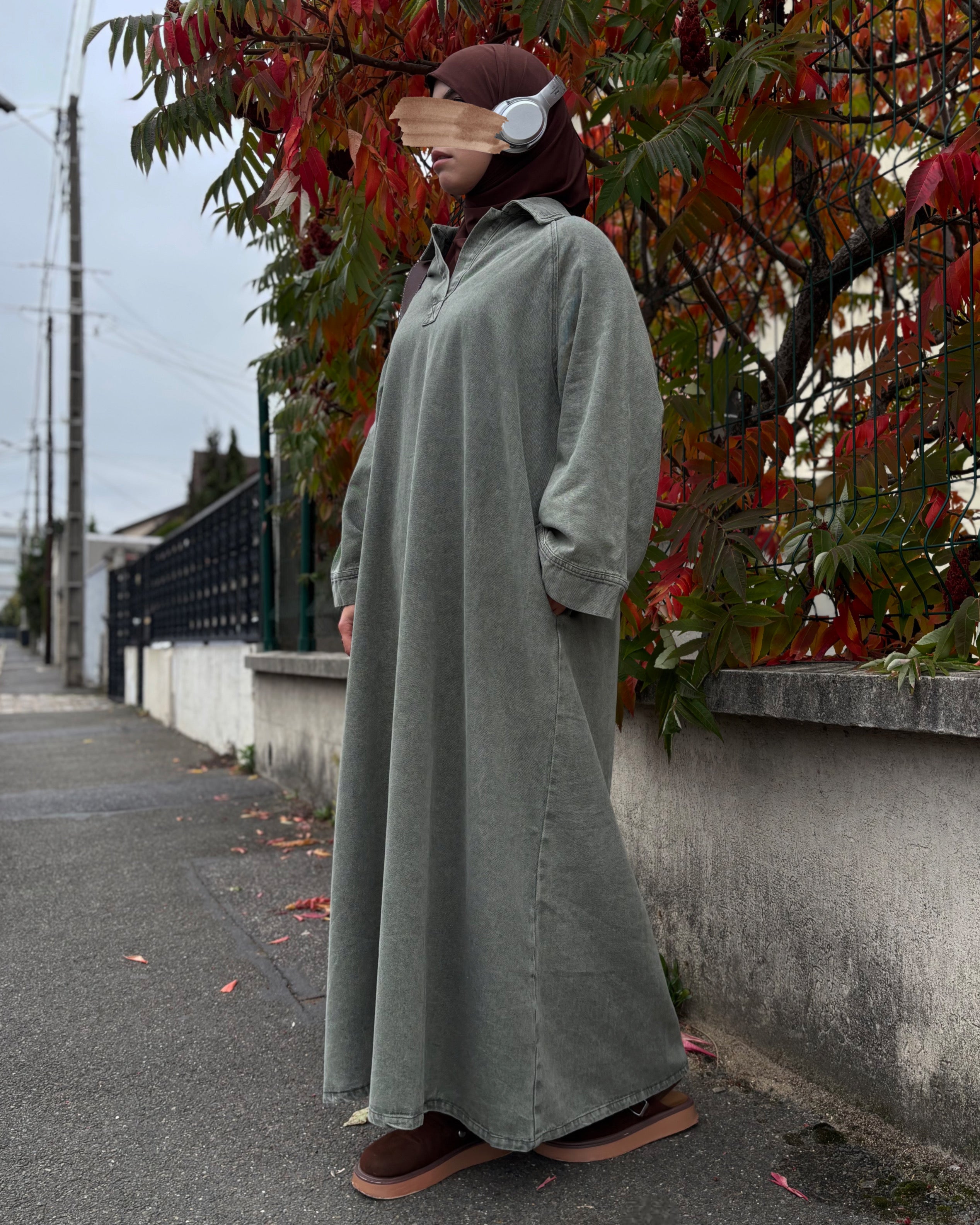 Abaya Denim Grande Taille 100% Coton – Élégante & Moderne | Modest Fashion Curve