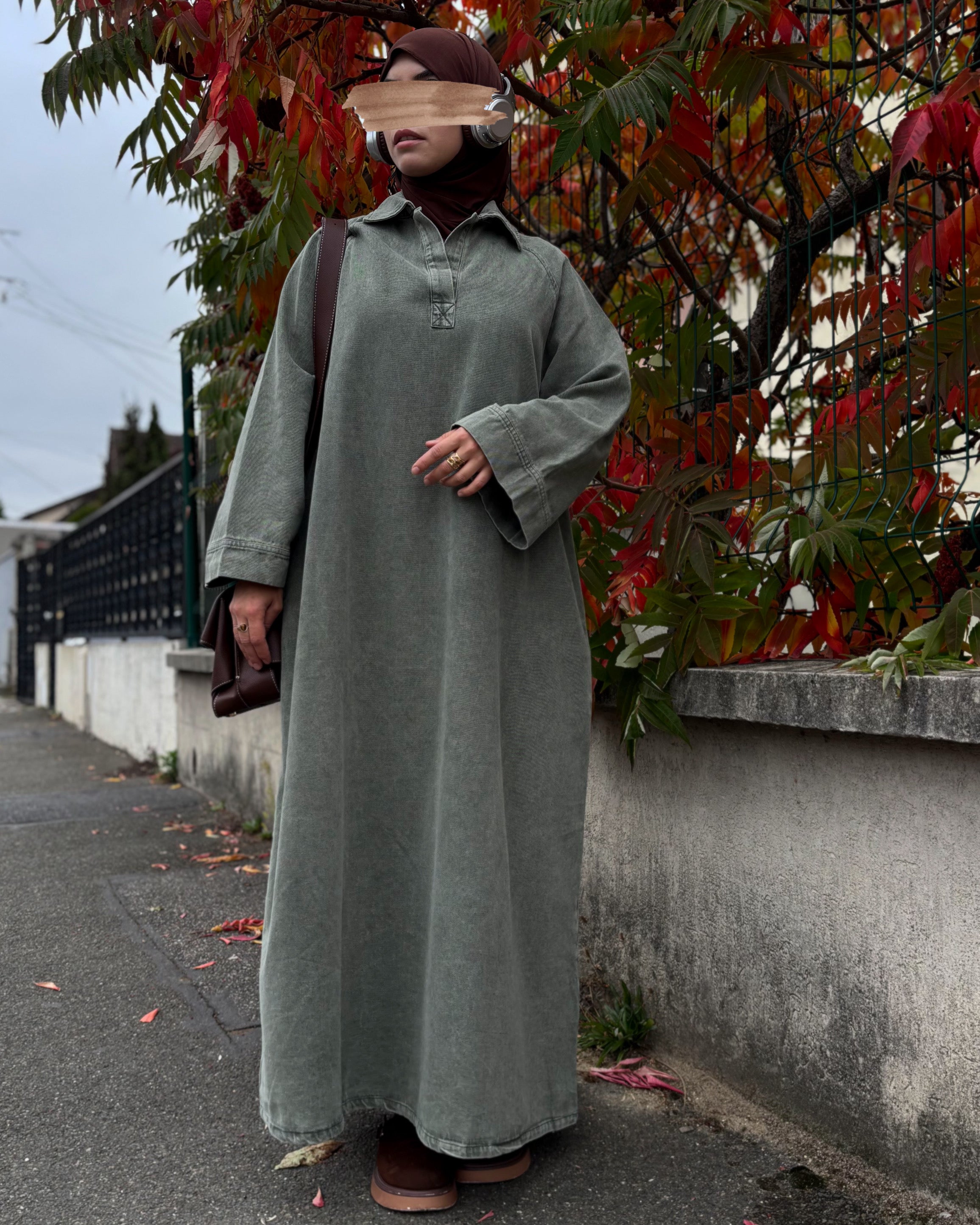 Abaya Denim Grande Taille 100% Coton – Élégante & Moderne | Modest Fashion Curve